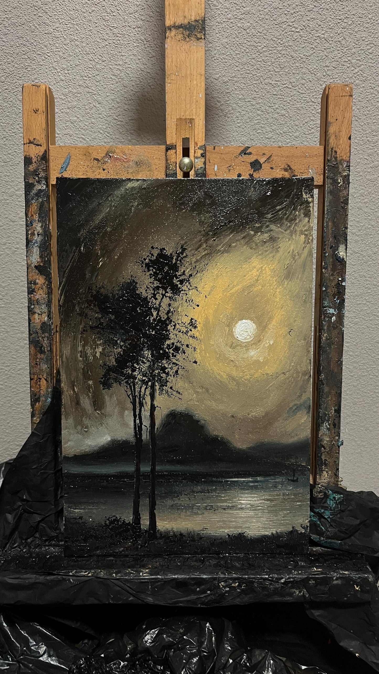 Lunar Reverie – Original Gothic Oil Painting 8x12 inch