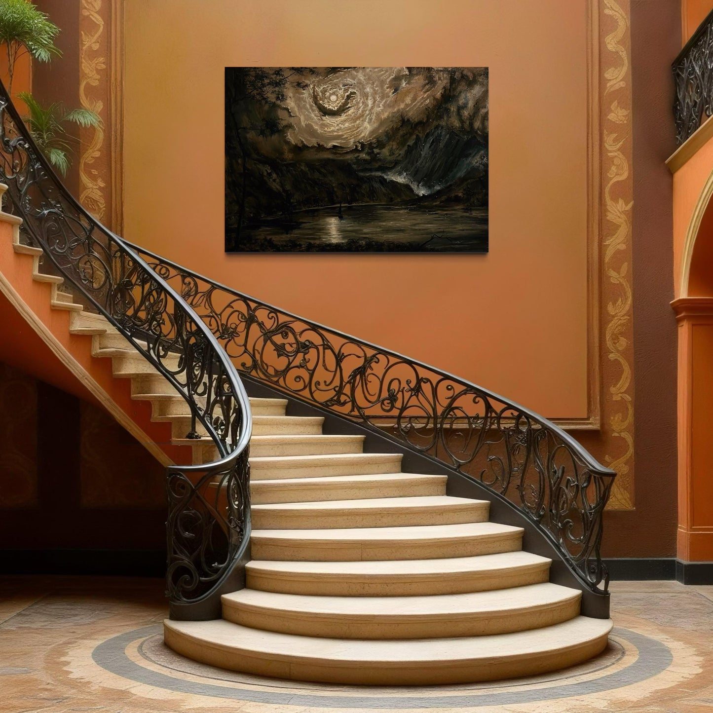 Custom wall mural - Large Oil Painting on canvas: Hand-Painted Landscape for fireplace wall decor