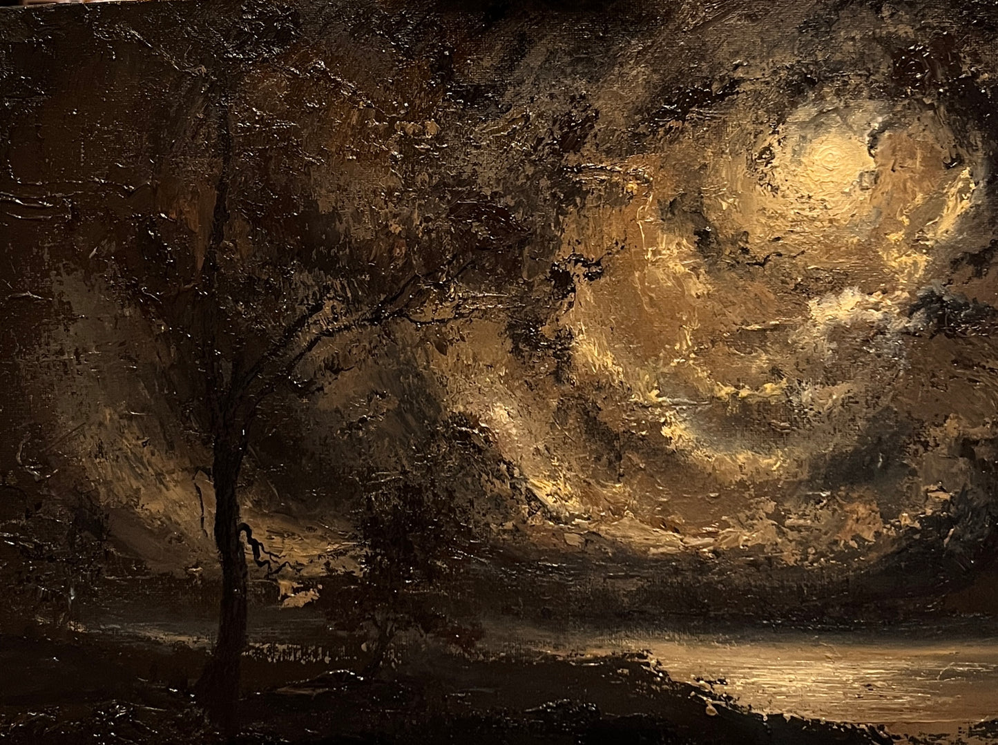 Golden path | Framed Original Oil Painting 12x16 inch