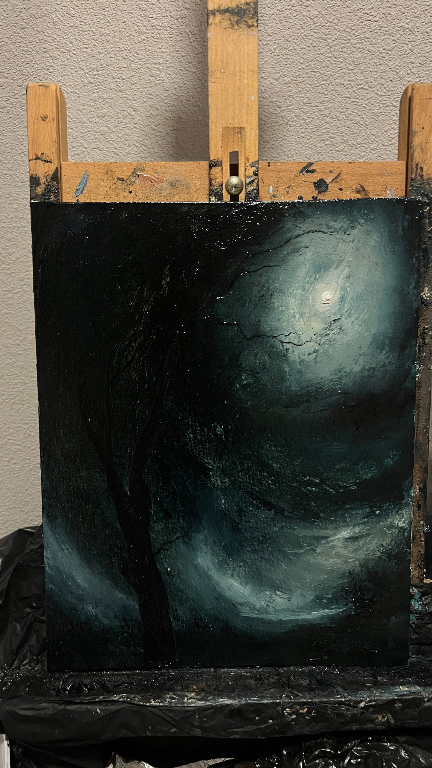 Wraith of the Storm – Original Gothic Oil Painting 24x30 cm (9.4×12 in)