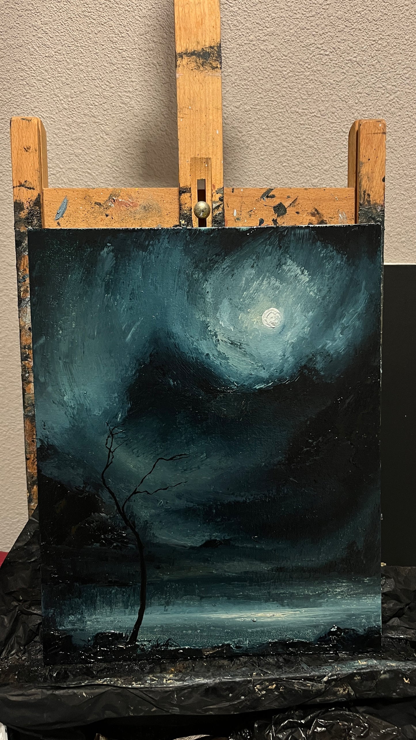 Solitude’s Witness – Original Gothic Oil Painting 24x30 cm (9.4×12 in)