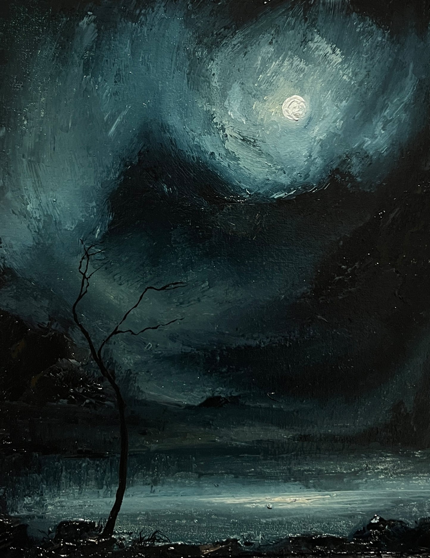 Solitude’s Witness – Original Gothic Oil Painting 24x30 cm (9.4×12 in)