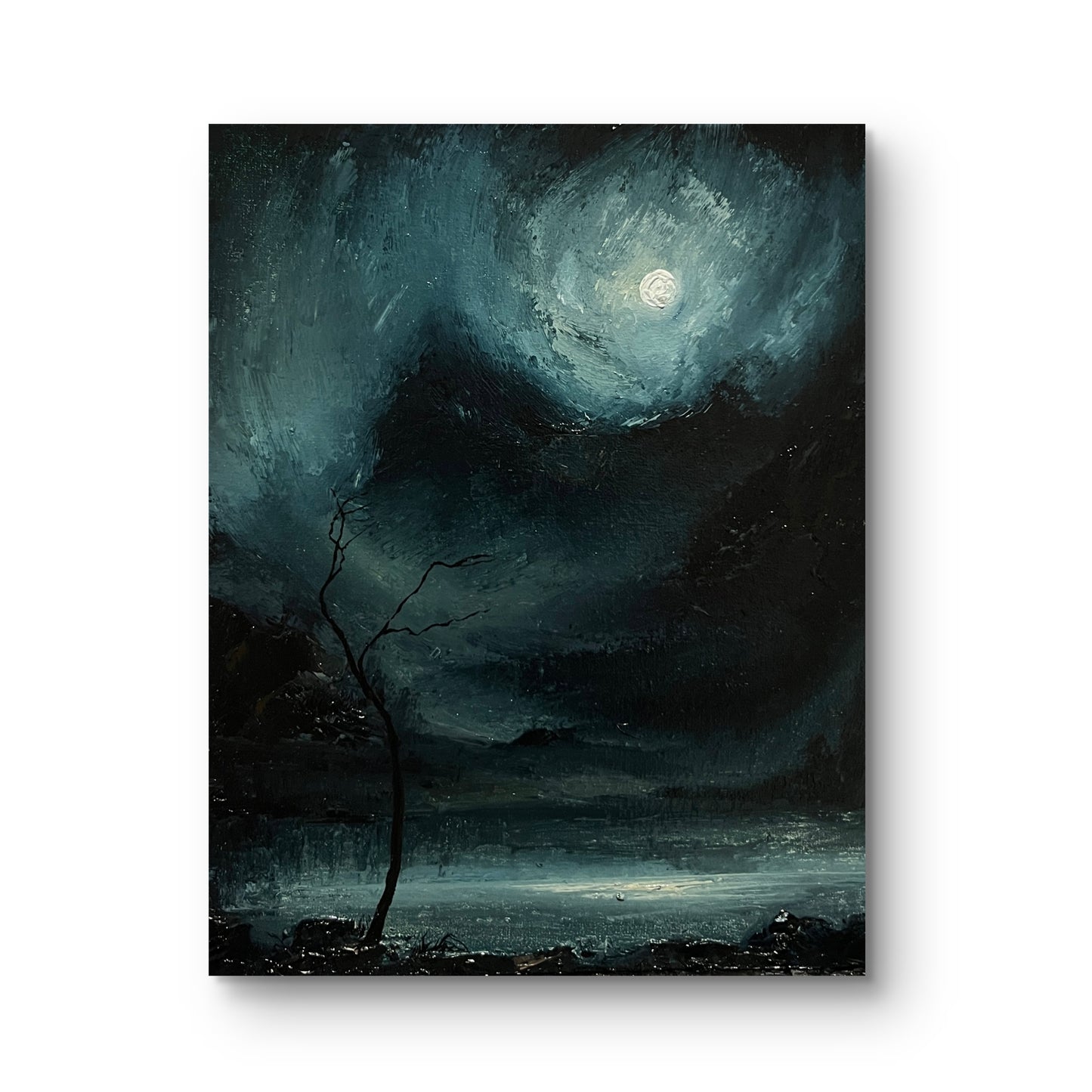 Solitude’s Witness – Original Gothic Oil Painting 24x30 cm (9.4×12 in)
