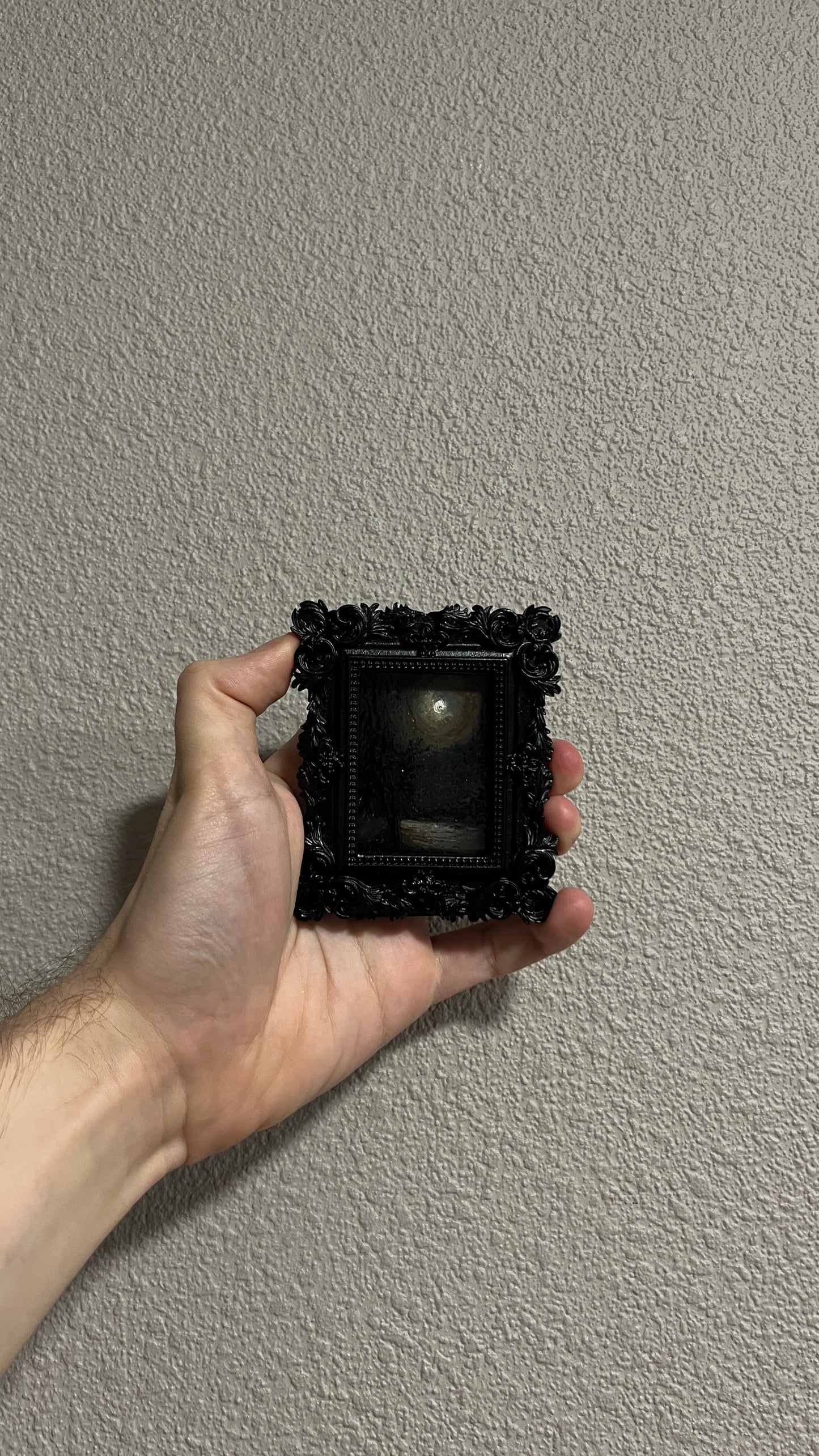 After the Storm – Miniature Gothic Oil Painting in Ornate Black Frame | Dark Academia Art