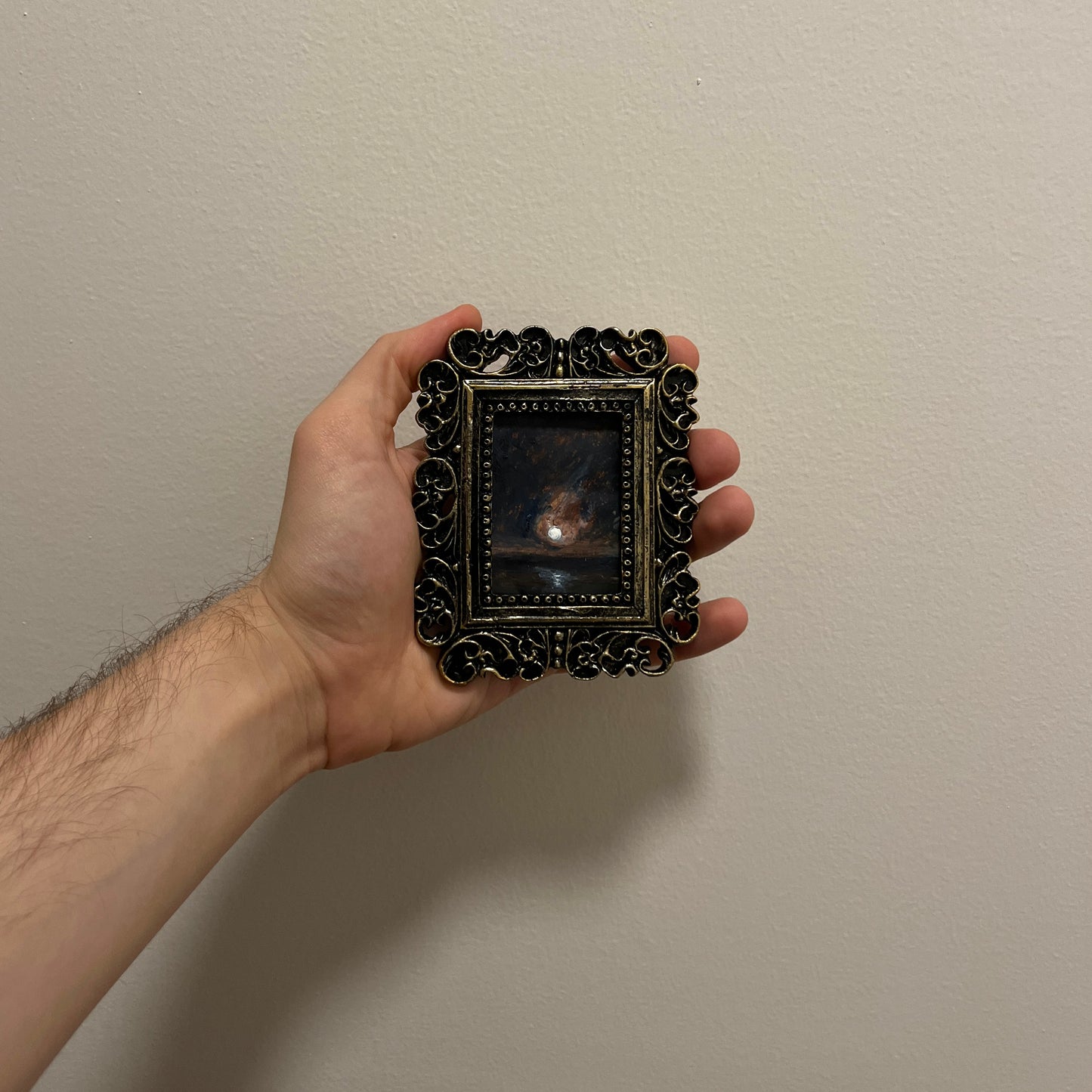 The Silent Orbit – Framed Dark Academia Mini Acrylic Painting