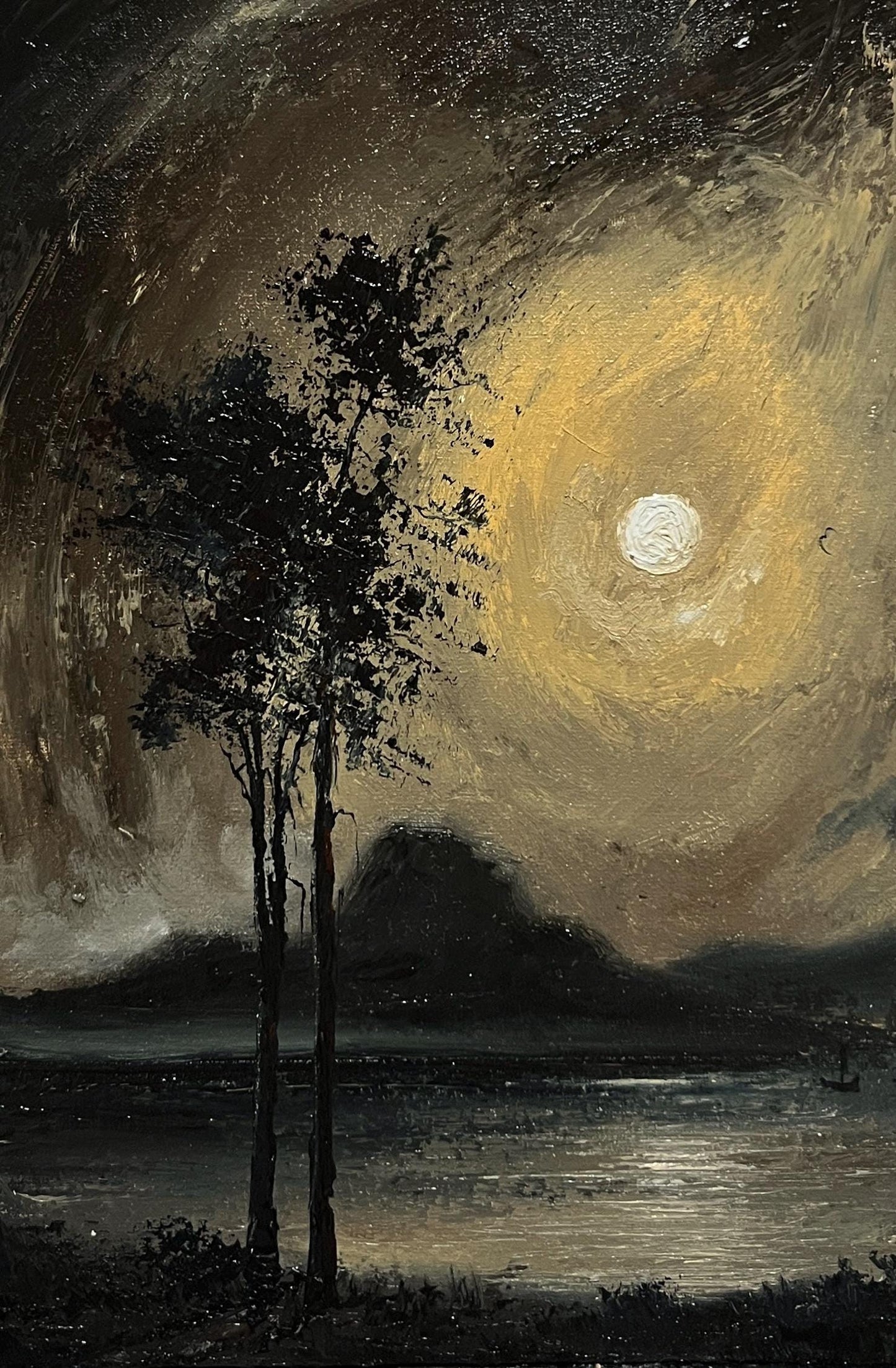 Lunar Reverie – Original Gothic Oil Painting 8x12 inch
