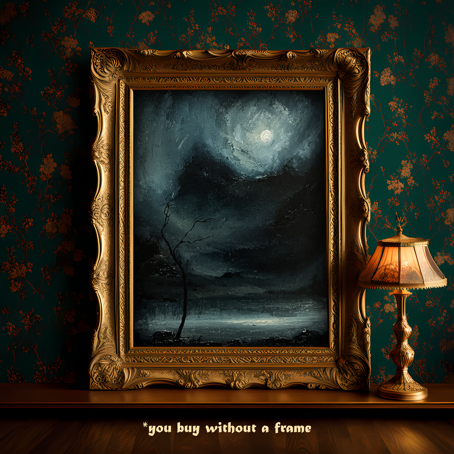 Solitude’s Witness – Original Gothic Oil Painting 24x30 cm (9.4×12 in)