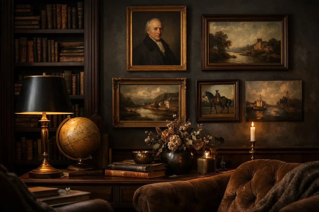 How to Style Library Artwork in a Moody Home
