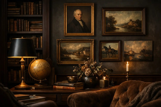 How to Style Library Artwork in a Moody Home