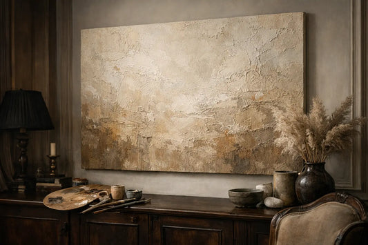 Warm Minimalism Large Textured Painting Ideas