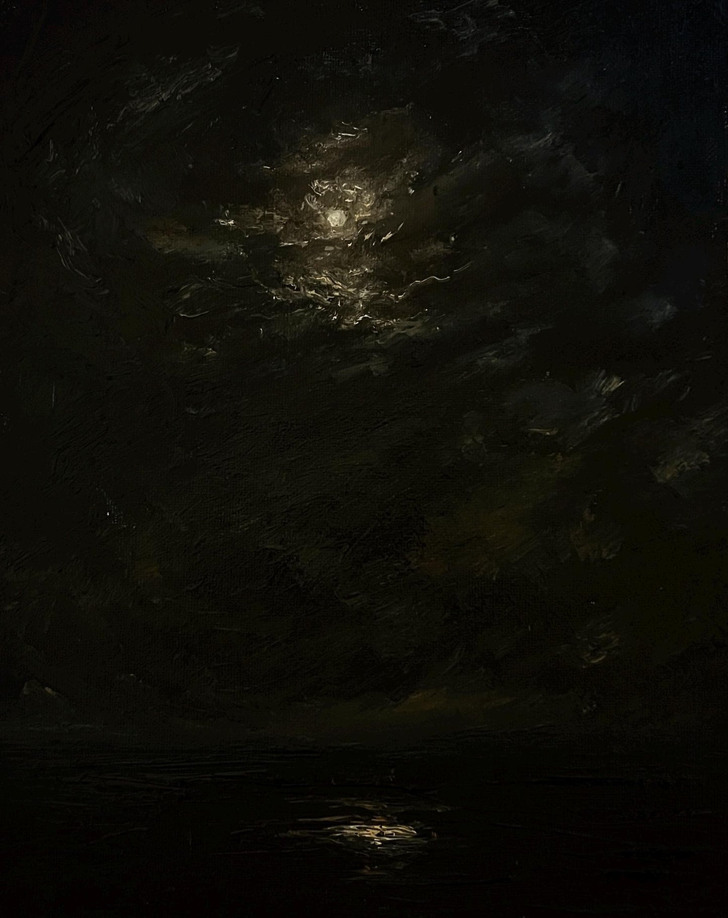 Dark Nocturne - Original Oil Painting Landscape 9,4x12 inch