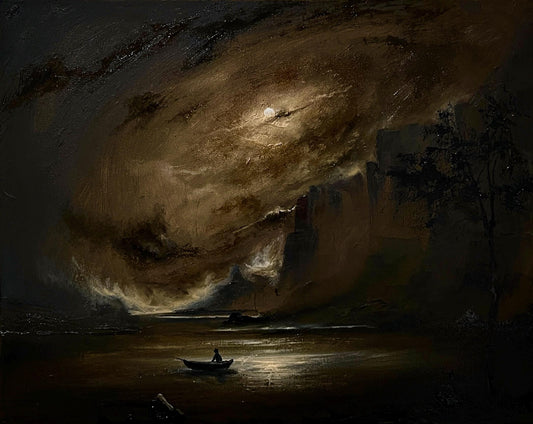 Call of the Full Moon - Original Oil Painting on Canvas 16x20 inch.