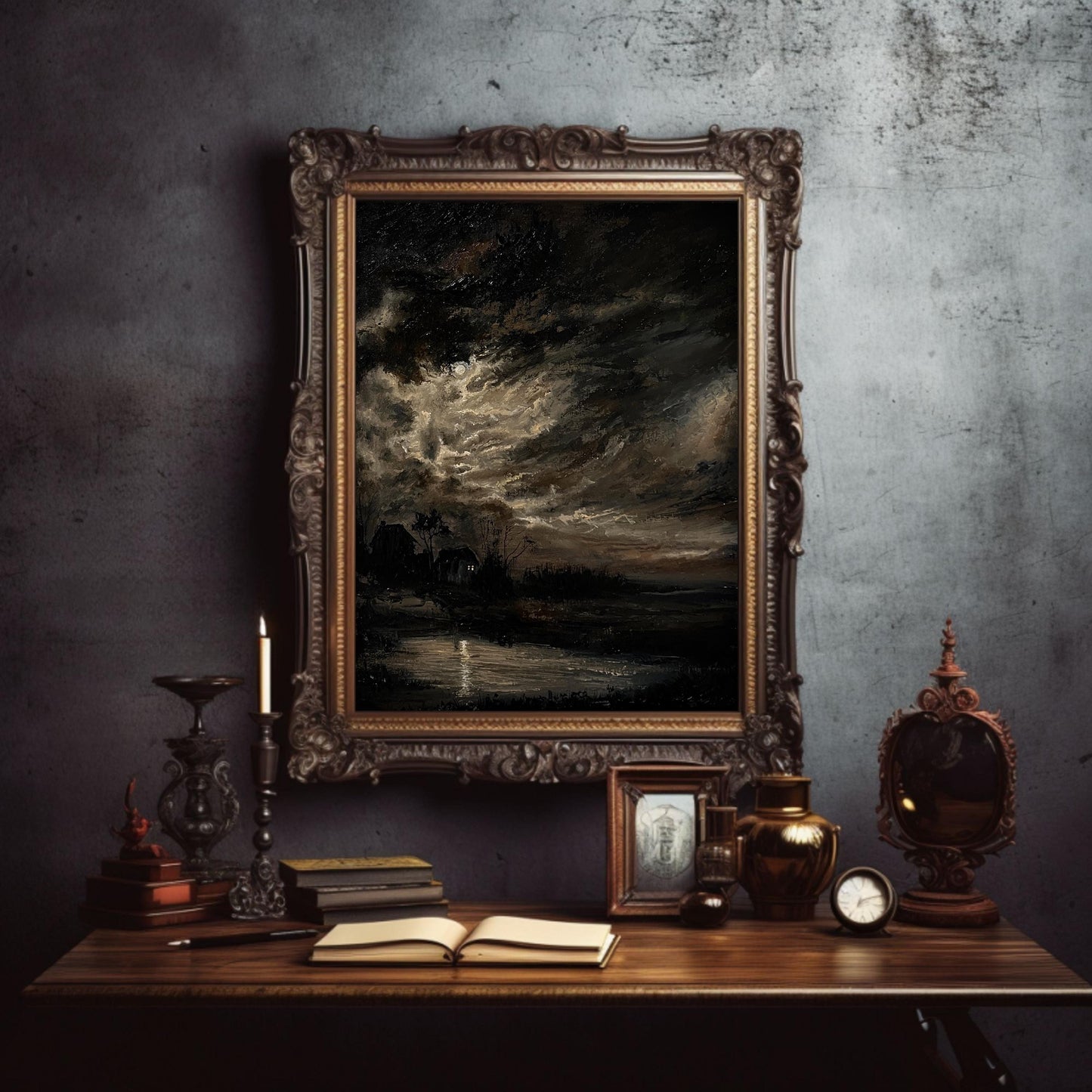 Custom wall mural - Large Oil Painting on canvas: Hand-Painted Landscape for fireplace wall decor