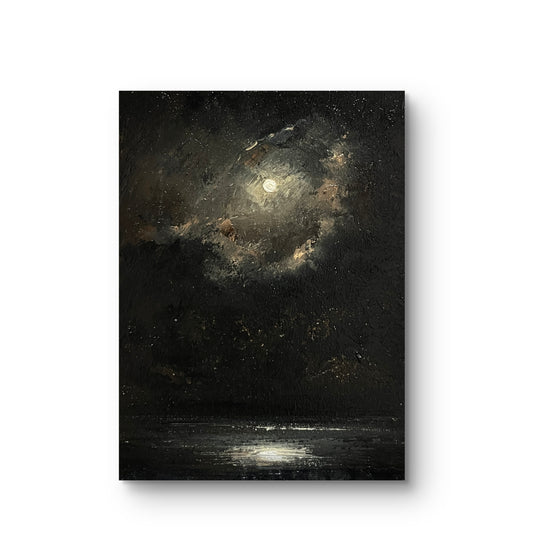 Shattered Veil – Original Gothic Oil Painting 18x24 cm (7×9.4 in) | Dark Academia Moonlit Nocturne