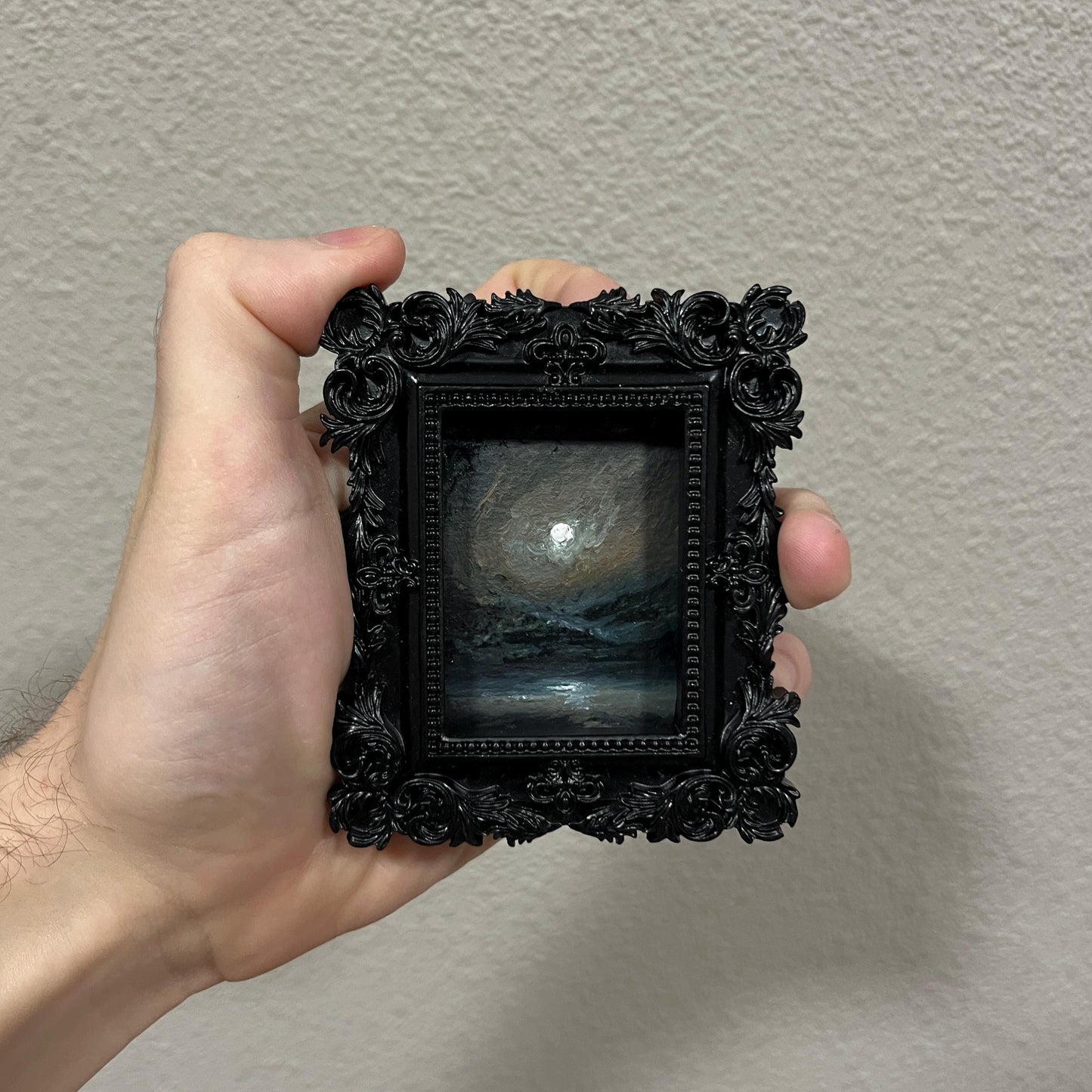 Framed Dark Academia Mini Oil Painting | Echoes of Dusk – Gothic Miniature Oil Painting | Framed Original Art