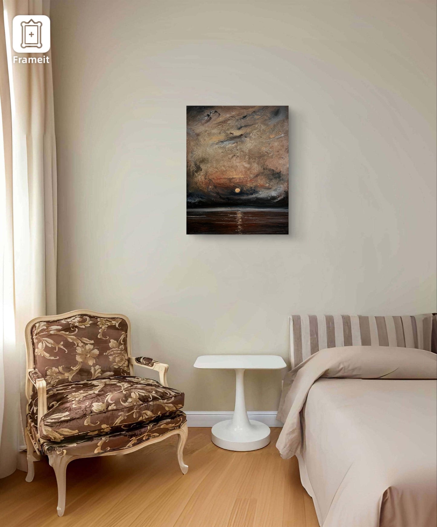 Dusk's Embrace – Original Oil Painting – Moody Sunset Over Water – 40x50 cm