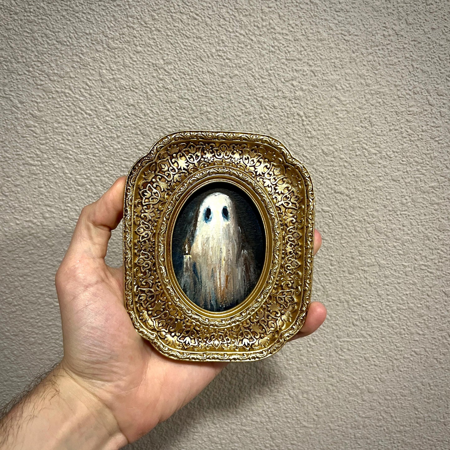 Ghost with candle Small Framed original acrylic painting