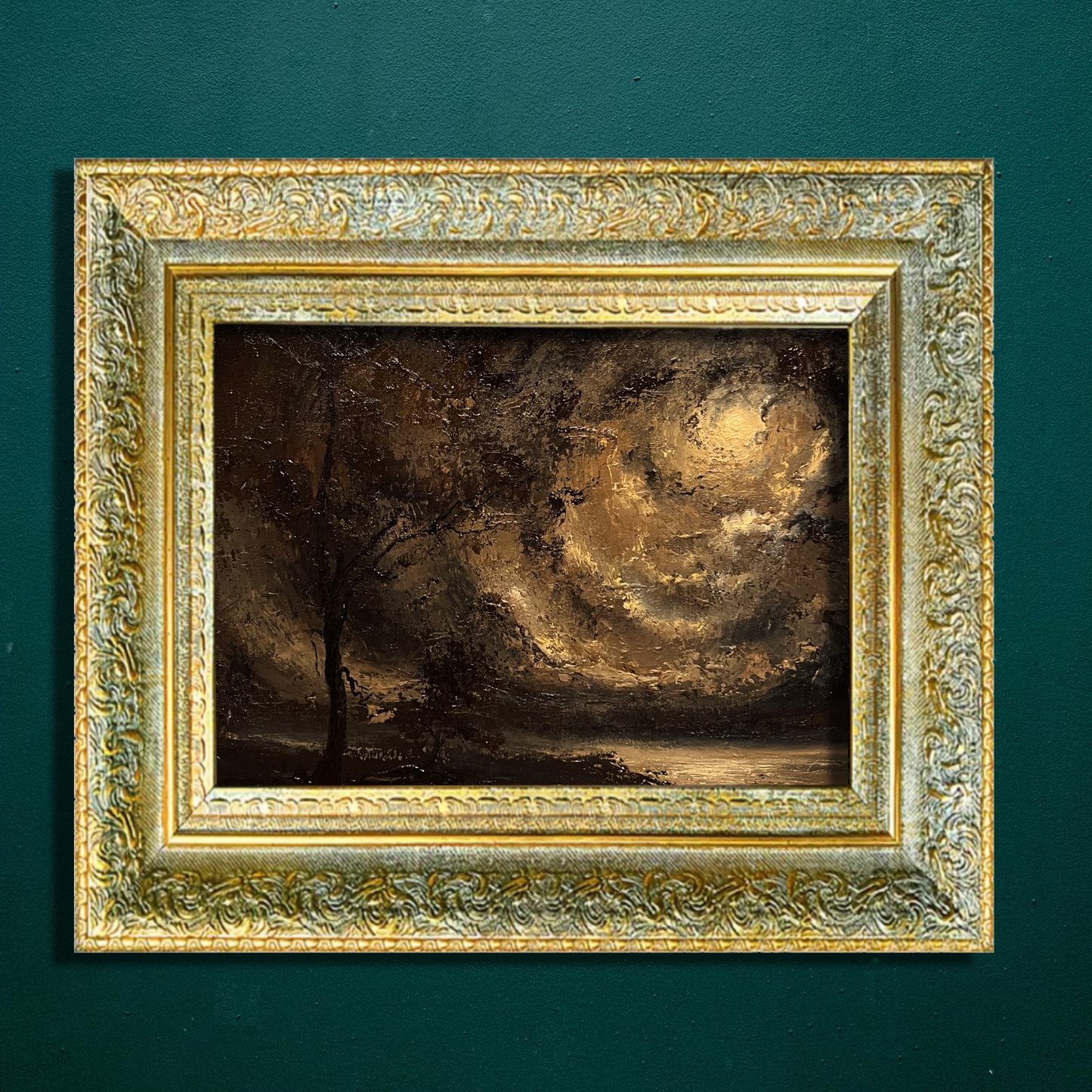 Golden path | Framed Original Oil Painting 12x16 inch