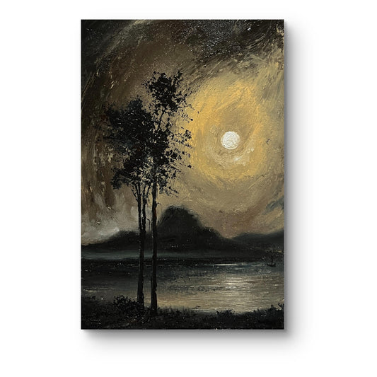 Lunar Reverie – Original Gothic Oil Painting 8x12 inch