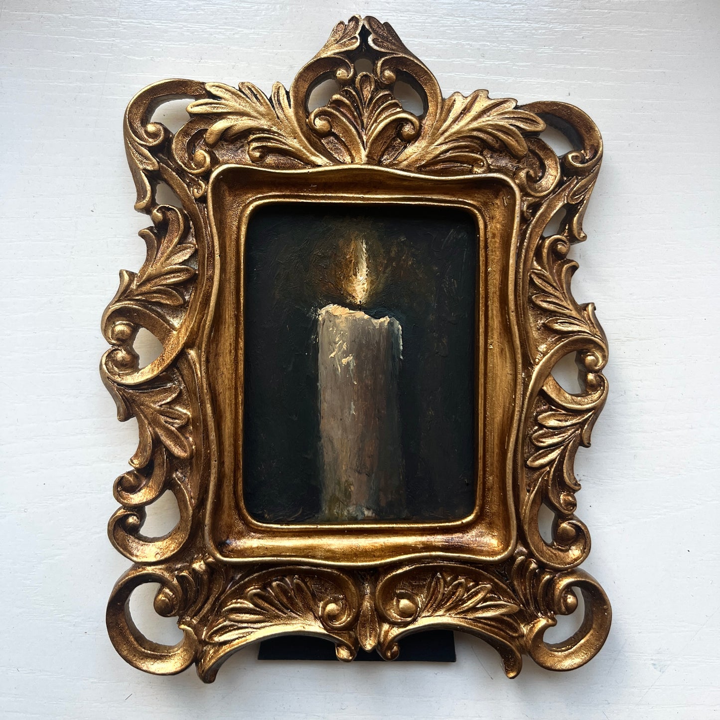 Framed Original oil Painting - Candlelight