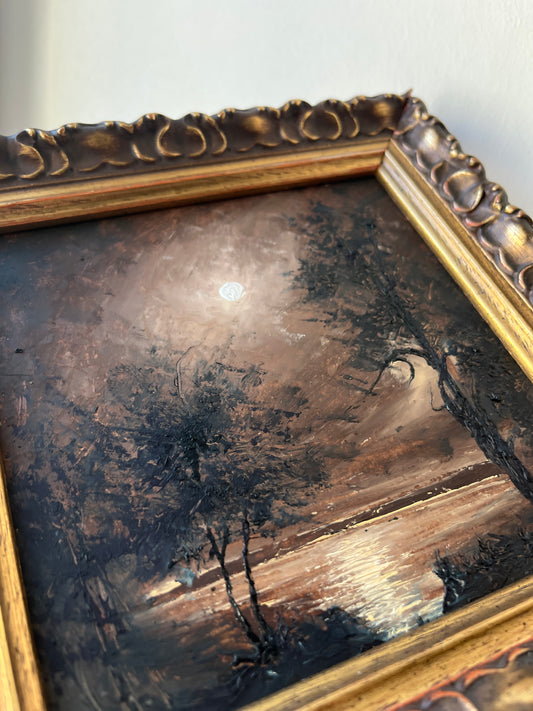 Road into the unknown - Framed 6x6 Original Painting | Can be hung on the wall