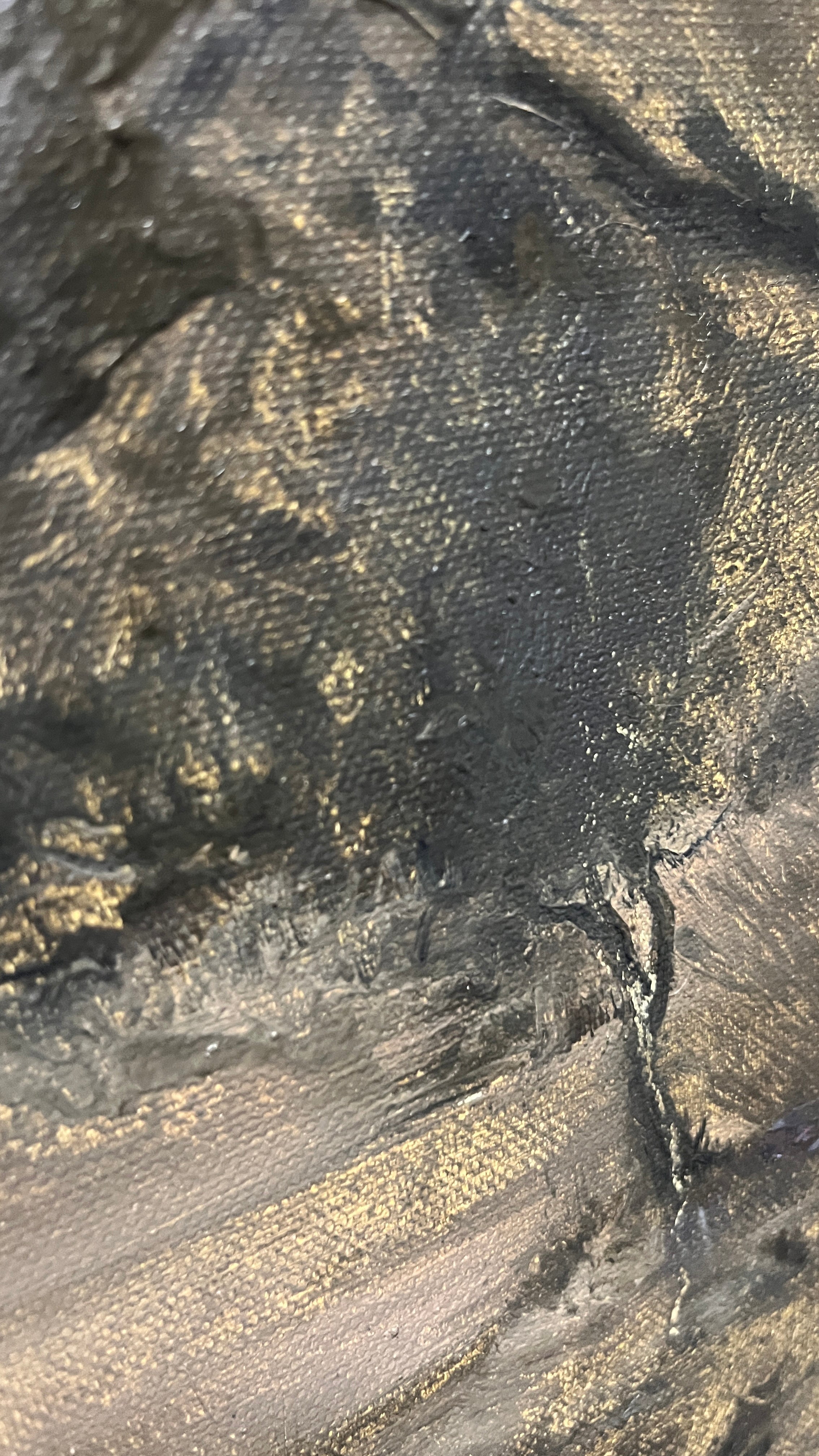 Embrace of the Moon |Moody dark impasto large mountain landscape