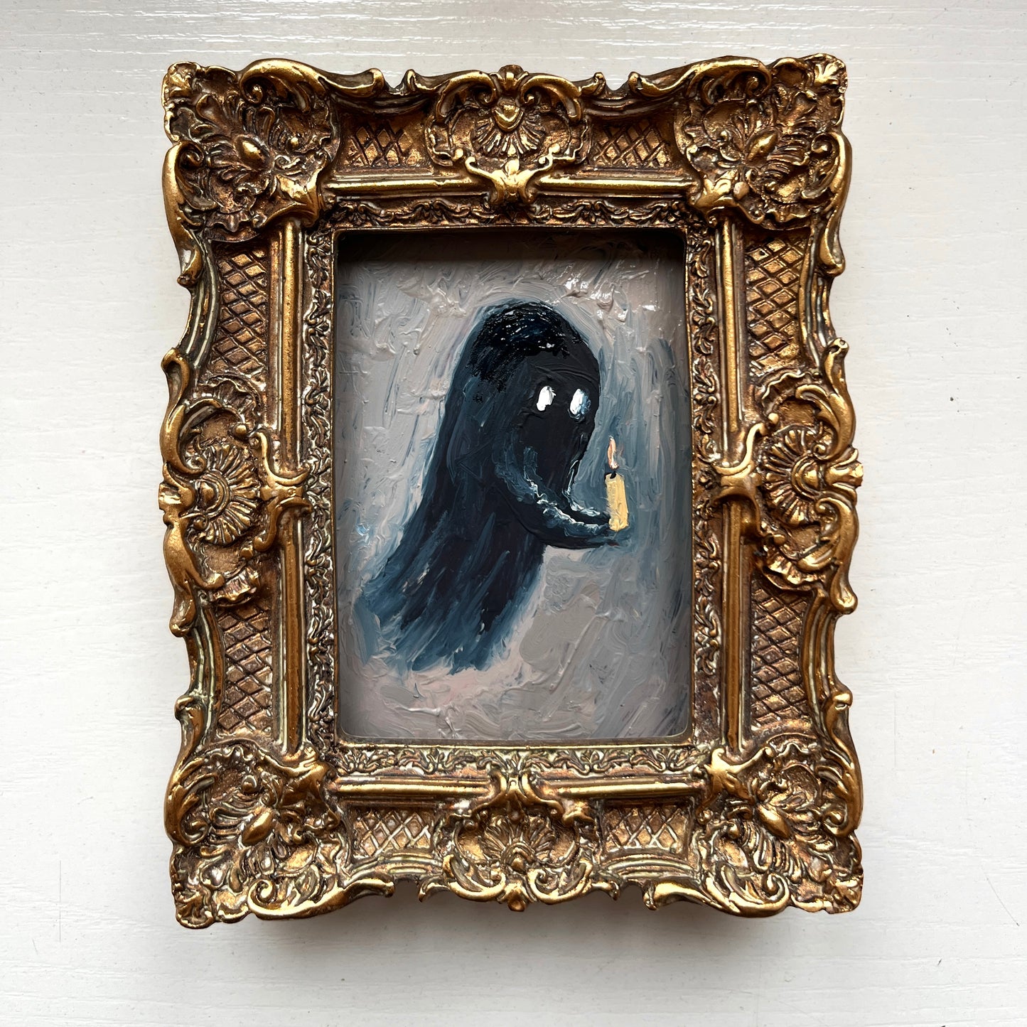 Flying Ghost Original Oil Painting : Framed Small fine art