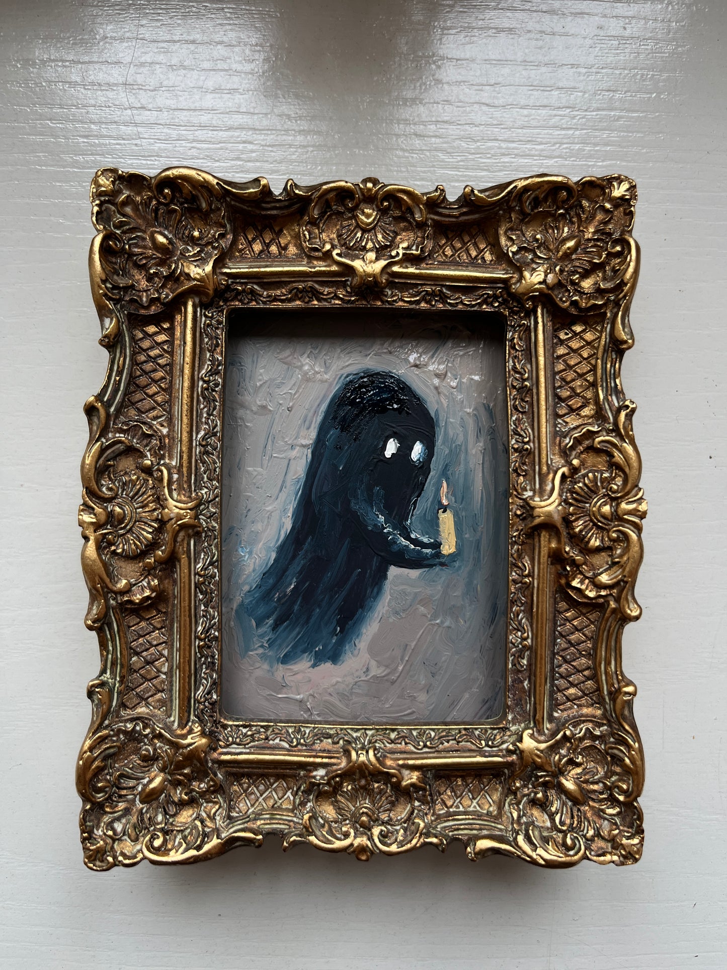 Flying Ghost Original Oil Painting : Framed Small fine art