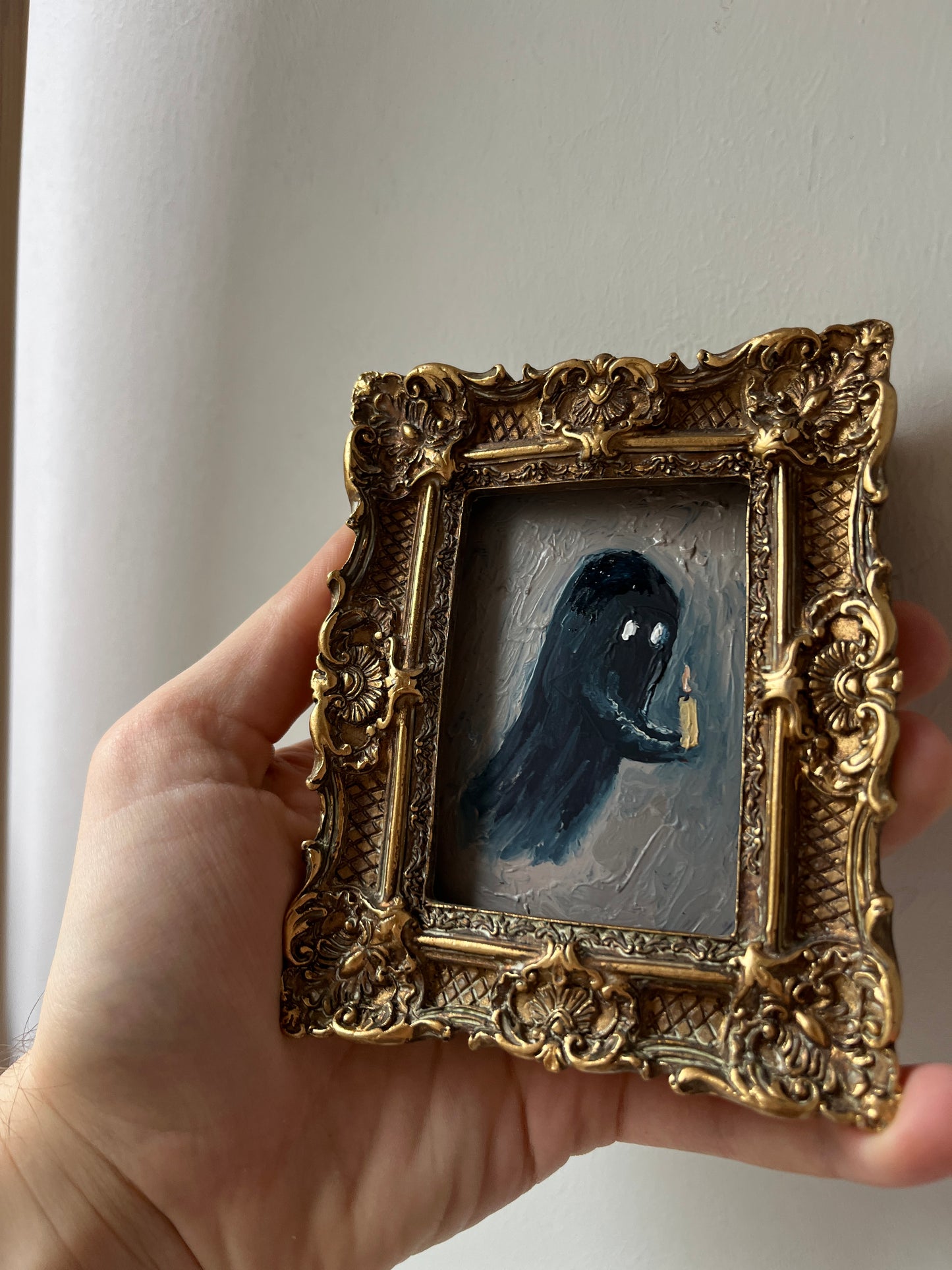Flying Ghost Original Oil Painting : Framed Small fine art
