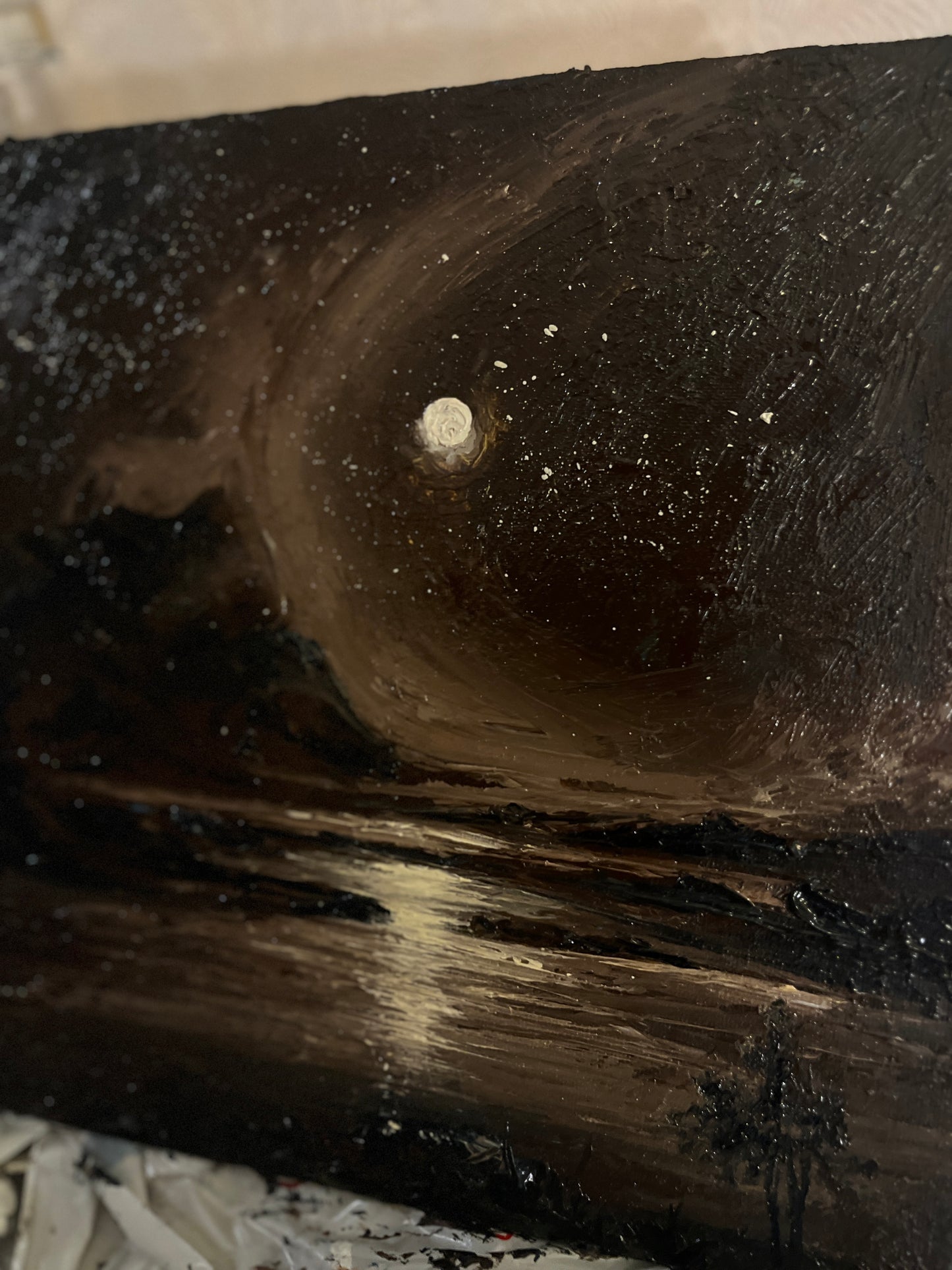 Dark Seascape Original Oil Painting: Square 12x12 inch