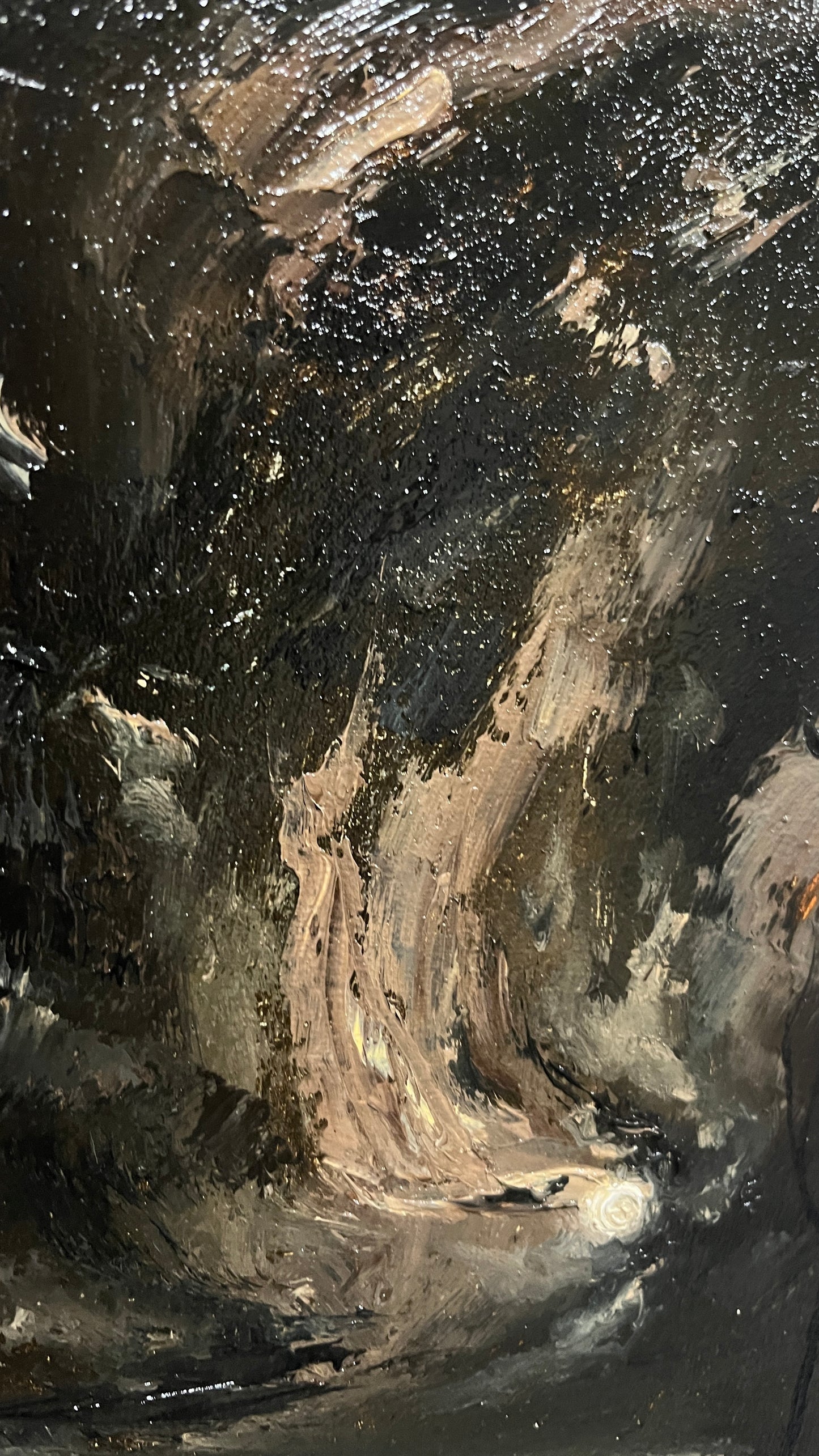 Inferno of Silence – Original Gothic Oil Painting 18x24 cm (7×9.4 in) | Dark Academia Moonlit Vision