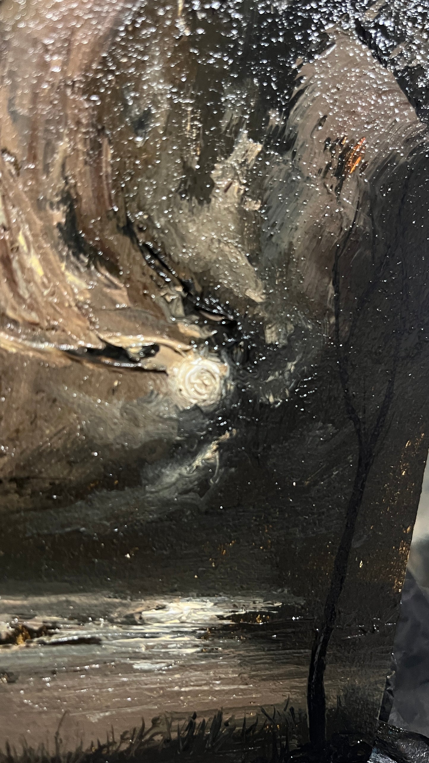 Inferno of Silence – Original Gothic Oil Painting 18x24 cm (7×9.4 in) | Dark Academia Moonlit Vision
