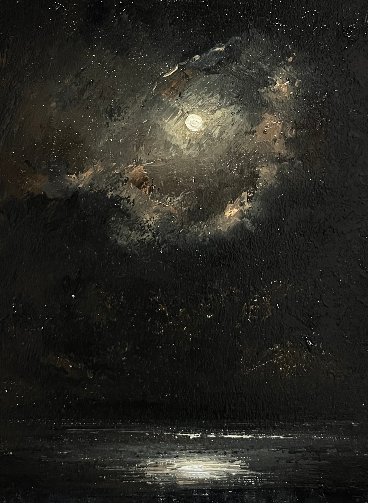 Shattered Veil – Original Gothic Oil Painting 18x24 cm (7×9.4 in) | Dark Academia Moonlit Nocturne