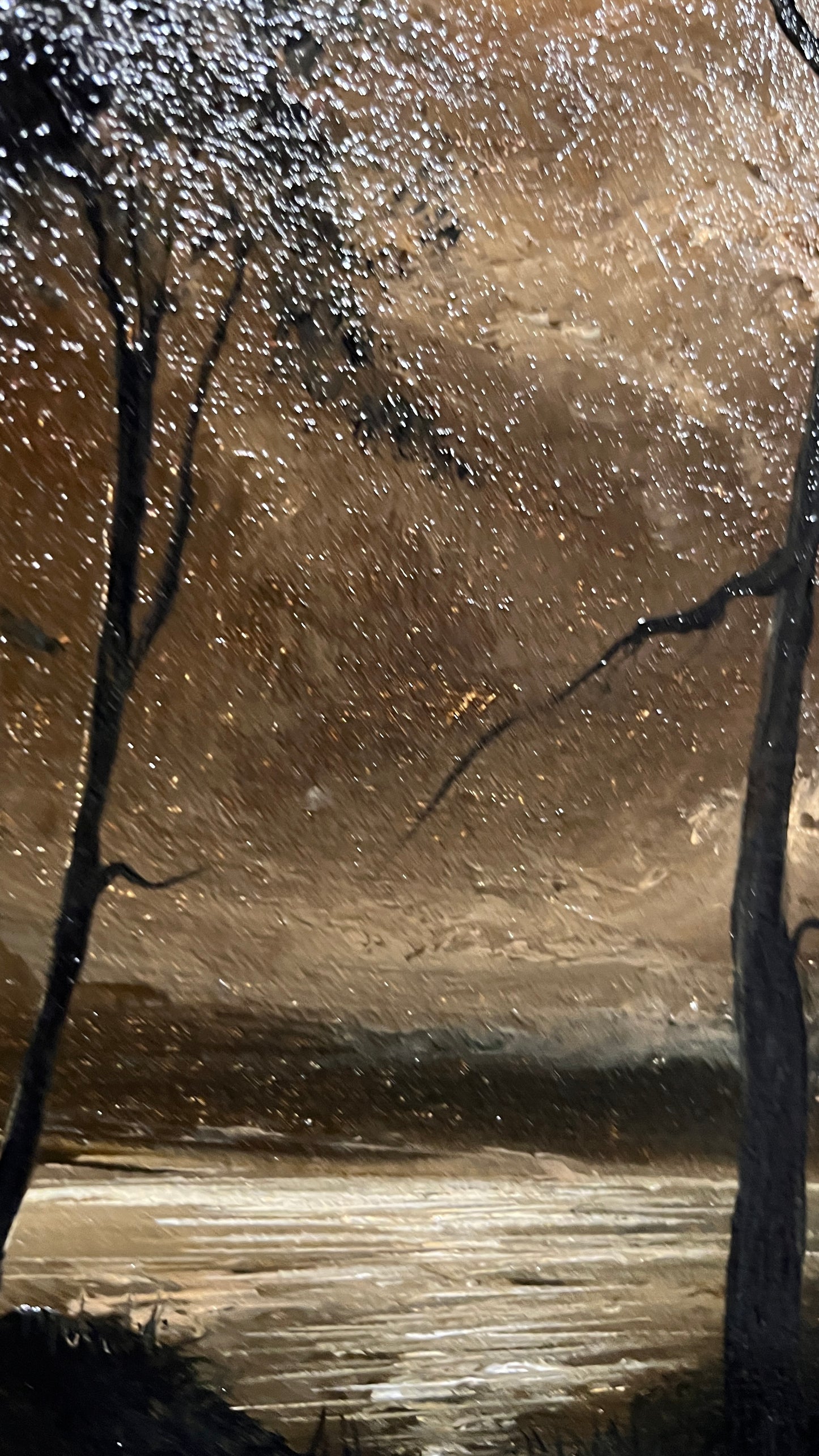Amber Nocturne – Original Gothic Oil Painting 18x24 cm (7×9.4 in) | Dark Academia Moonlit Landscape