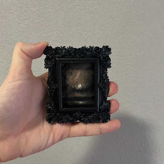 The Last Reflection – Original Miniature Gothic Oil Painting | Dark Academia Art in Ornate Frame