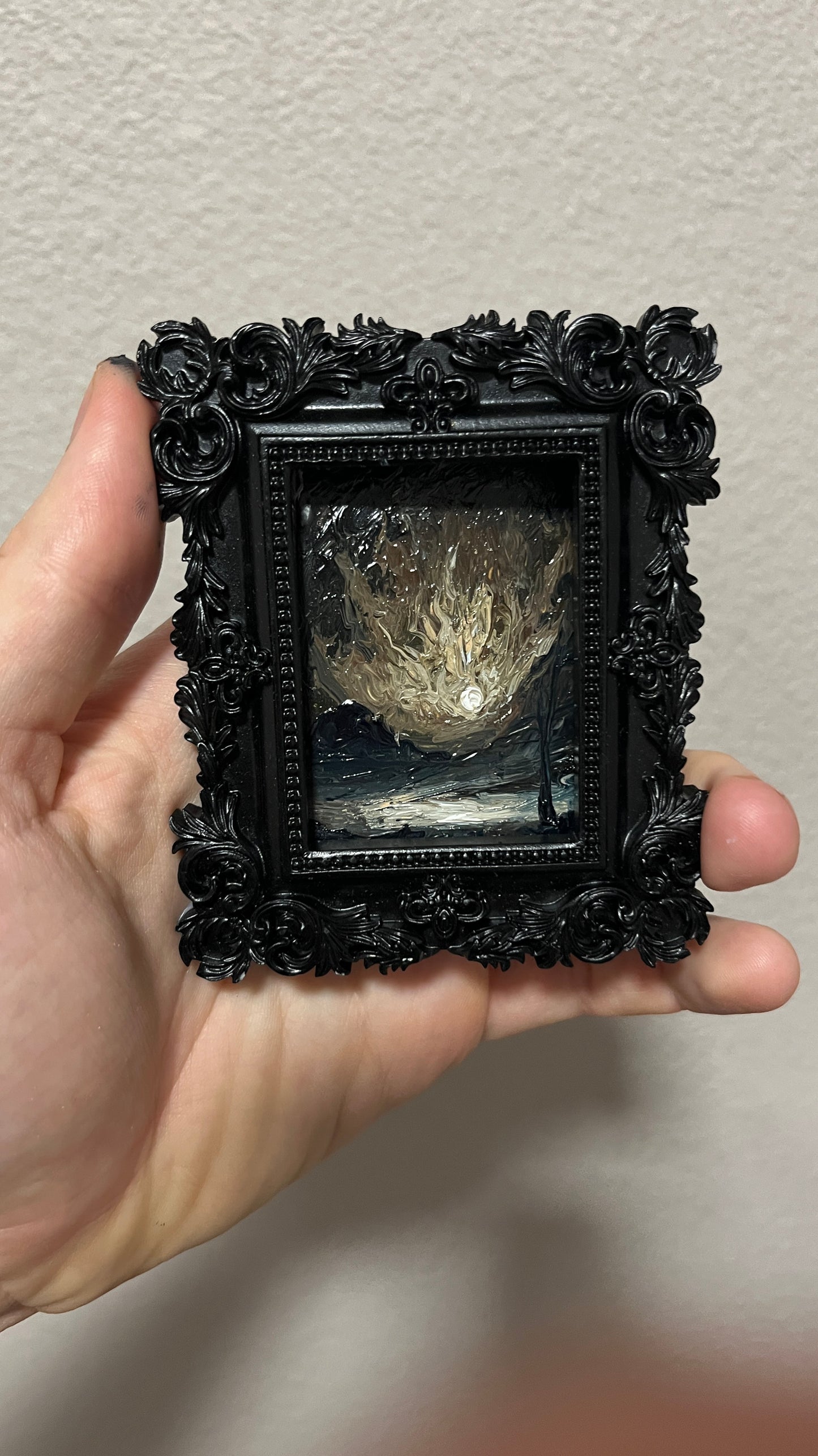 The Burning Sky – Original Miniature Gothic Oil Painting