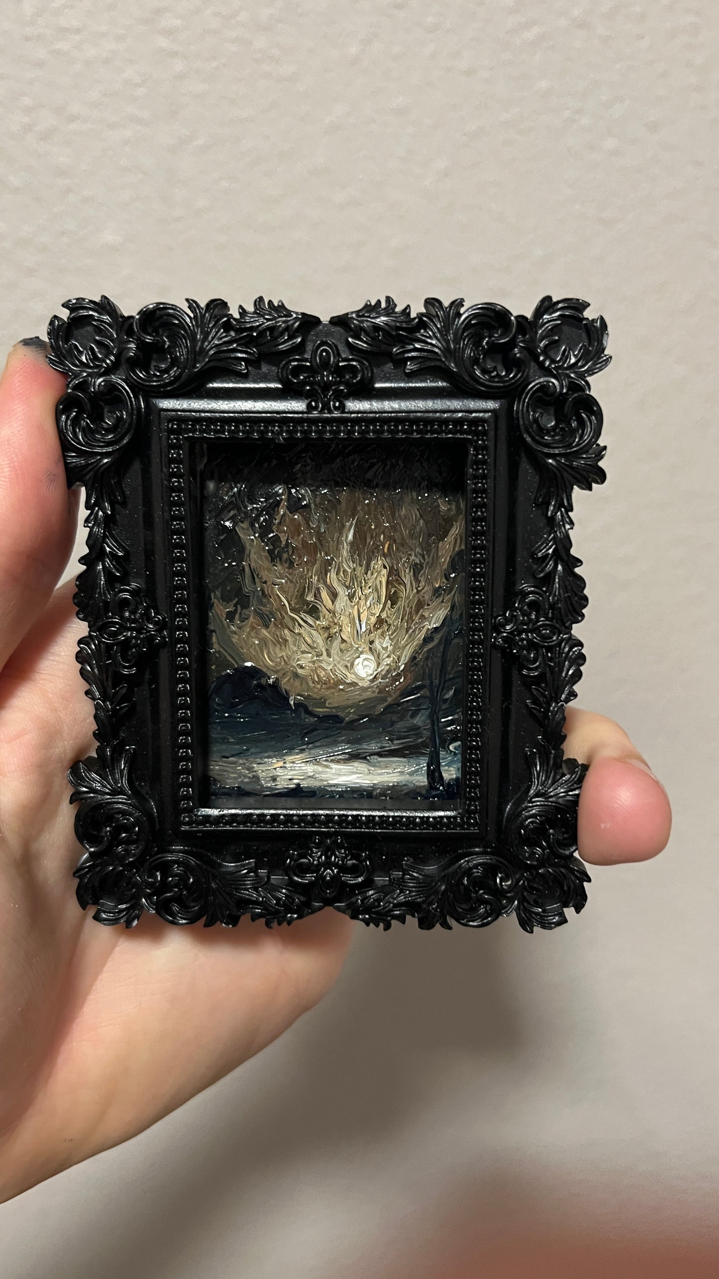 The Burning Sky – Original Miniature Gothic Oil Painting