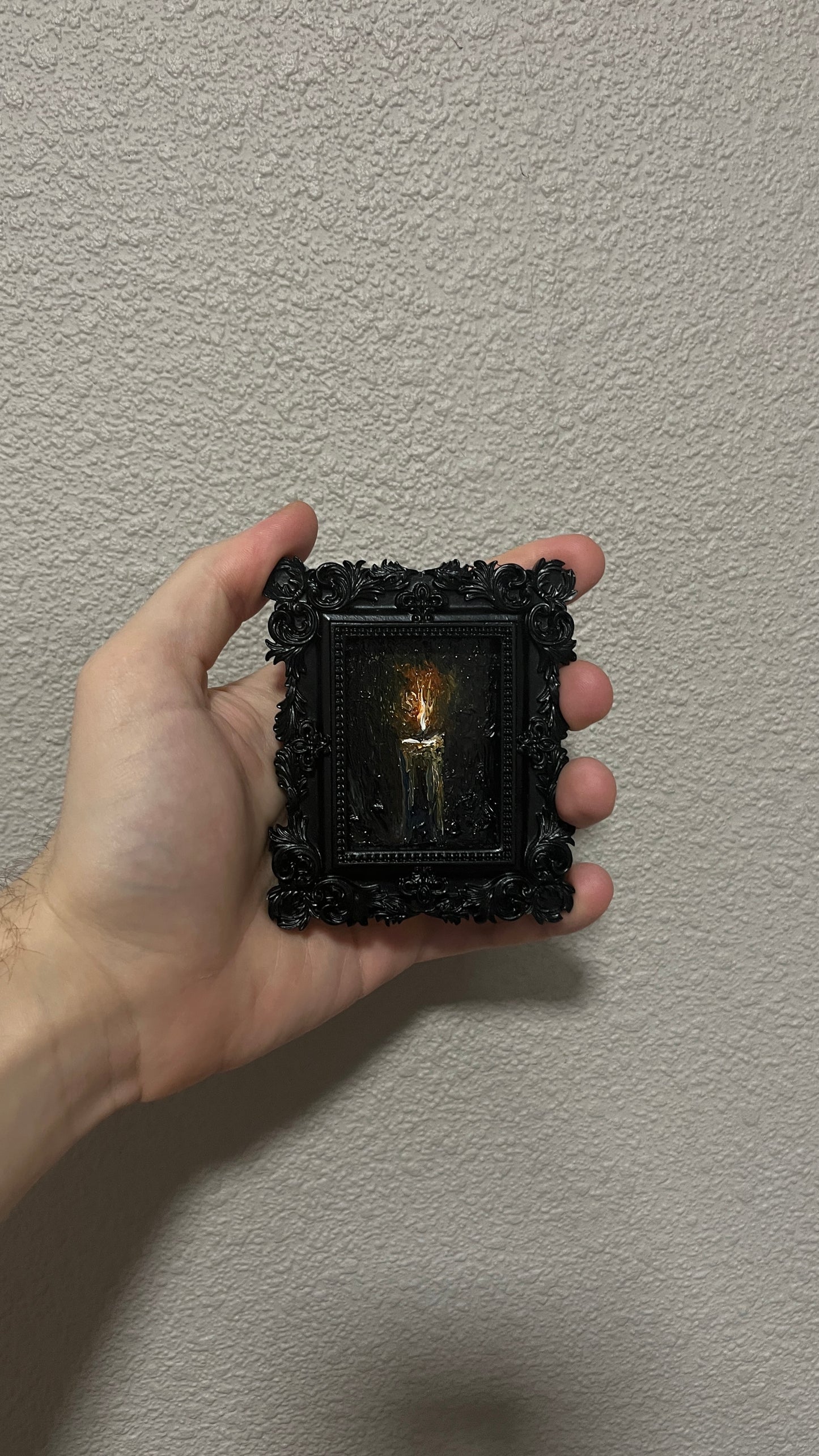 Lumen in Tenebris  – Original Miniature Gothic Oil Painting