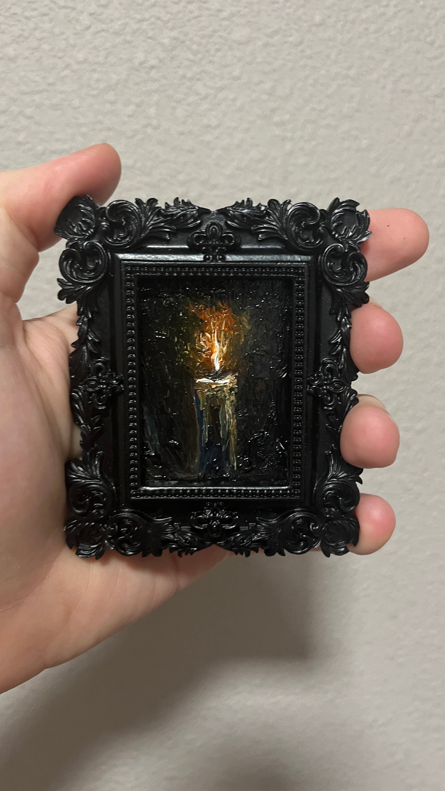 Lumen in Tenebris  – Original Miniature Gothic Oil Painting