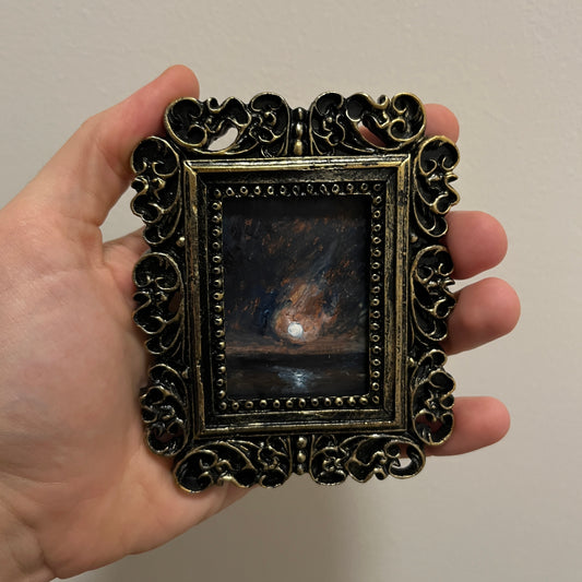 The Silent Orbit – Framed Dark Academia Mini Acrylic Painting