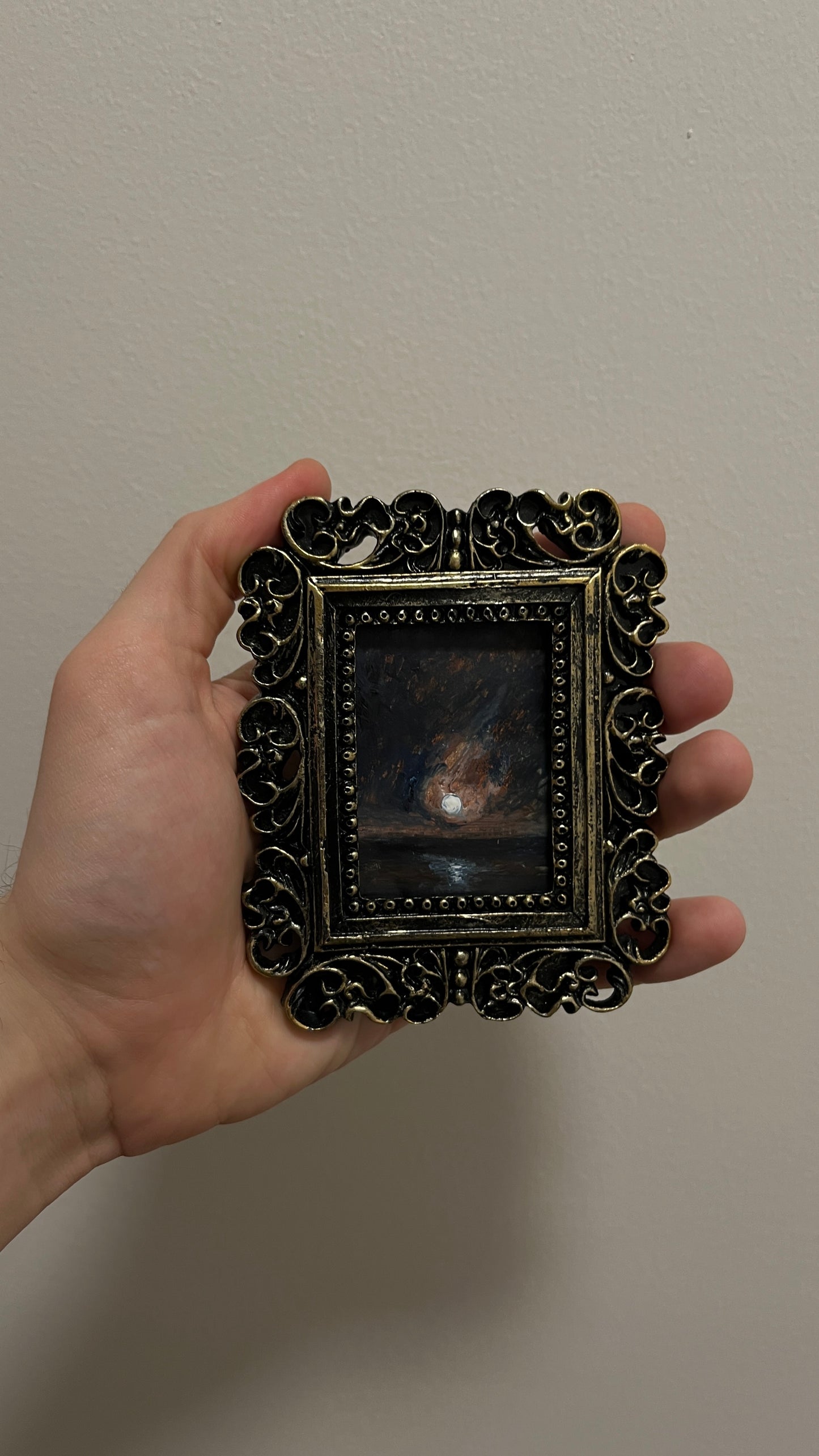 The Silent Orbit – Framed Dark Academia Mini Acrylic Painting