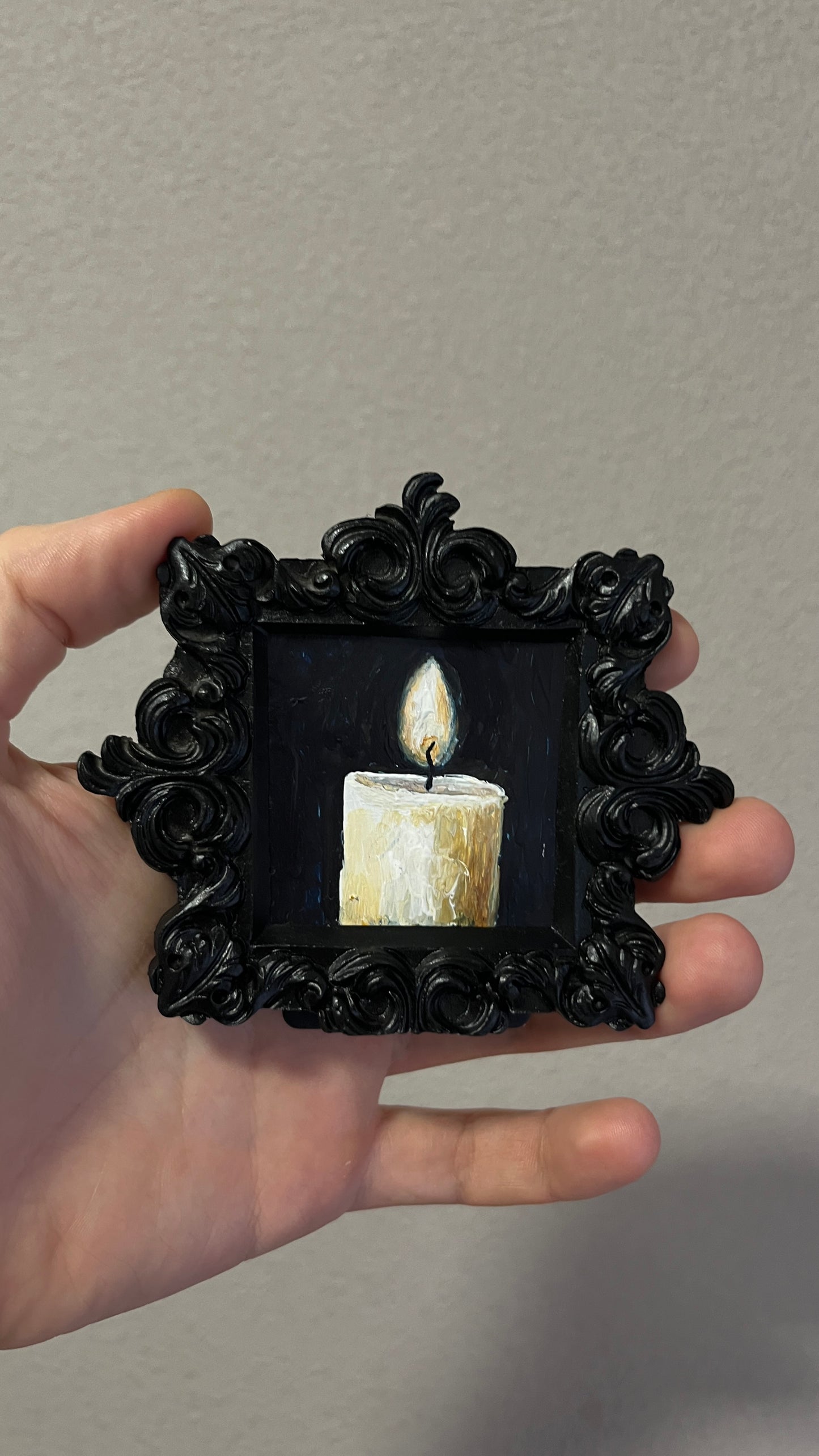 Gothic White Candle  - Framed Original Painting