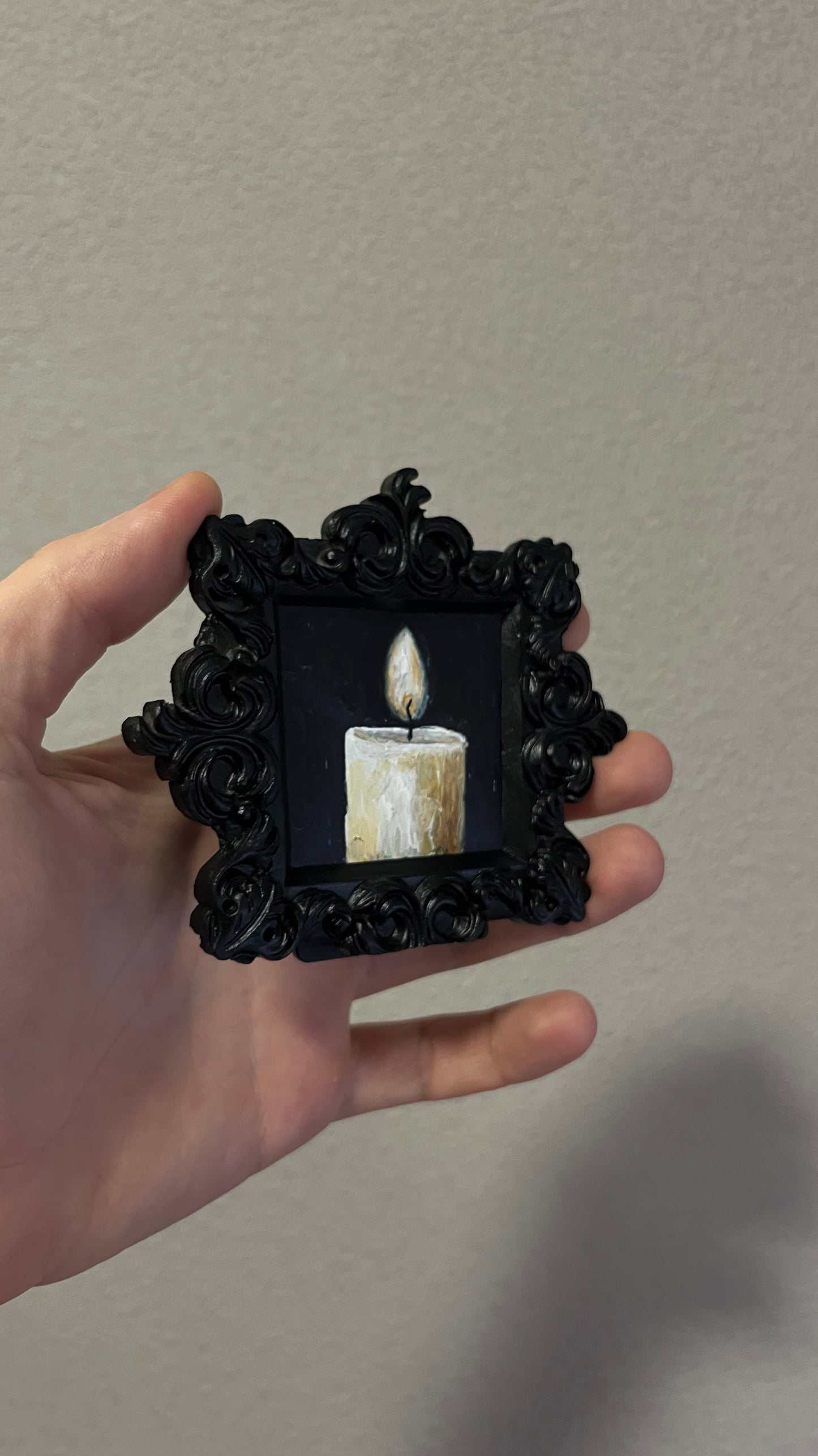Gothic White Candle  - Framed Original Painting