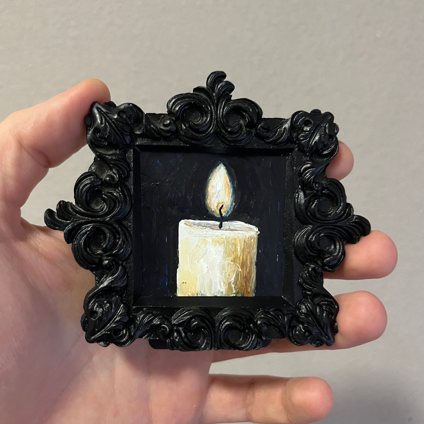 Gothic White Candle  - Framed Original Painting