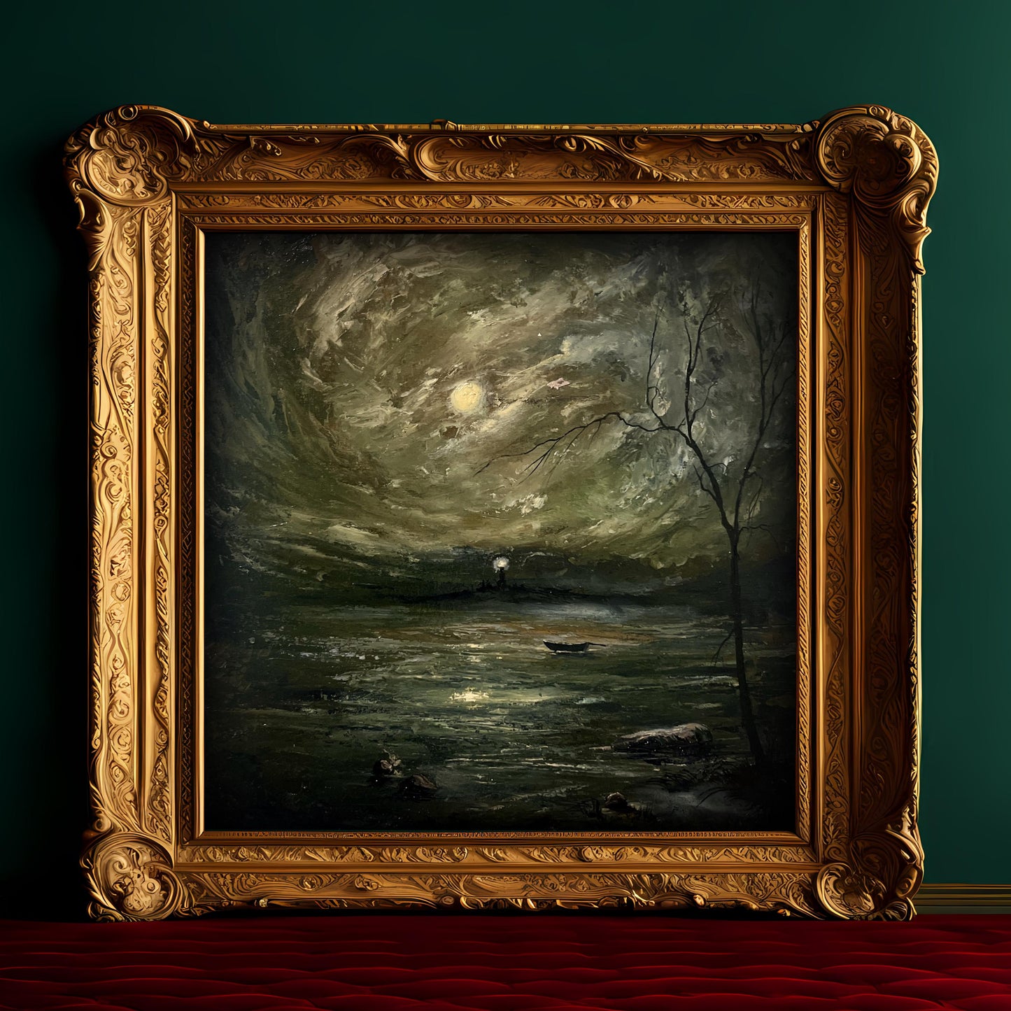 Original Oil Painting | 40x40 cm | Moonlit Seascape Painting