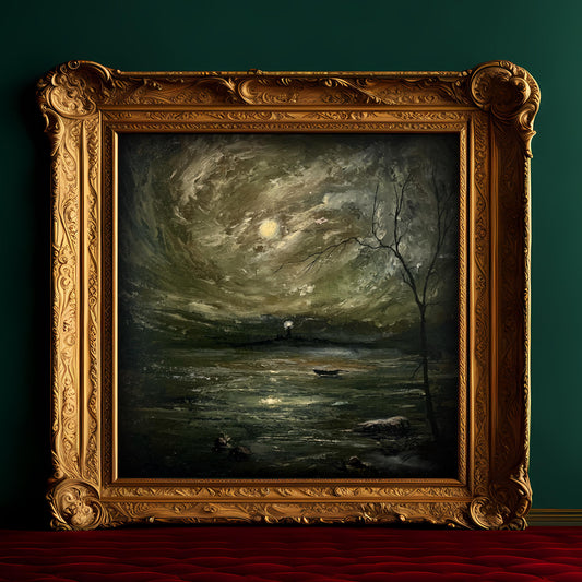 Original Oil Painting | 40x40 cm | Moonlit Seascape Painting