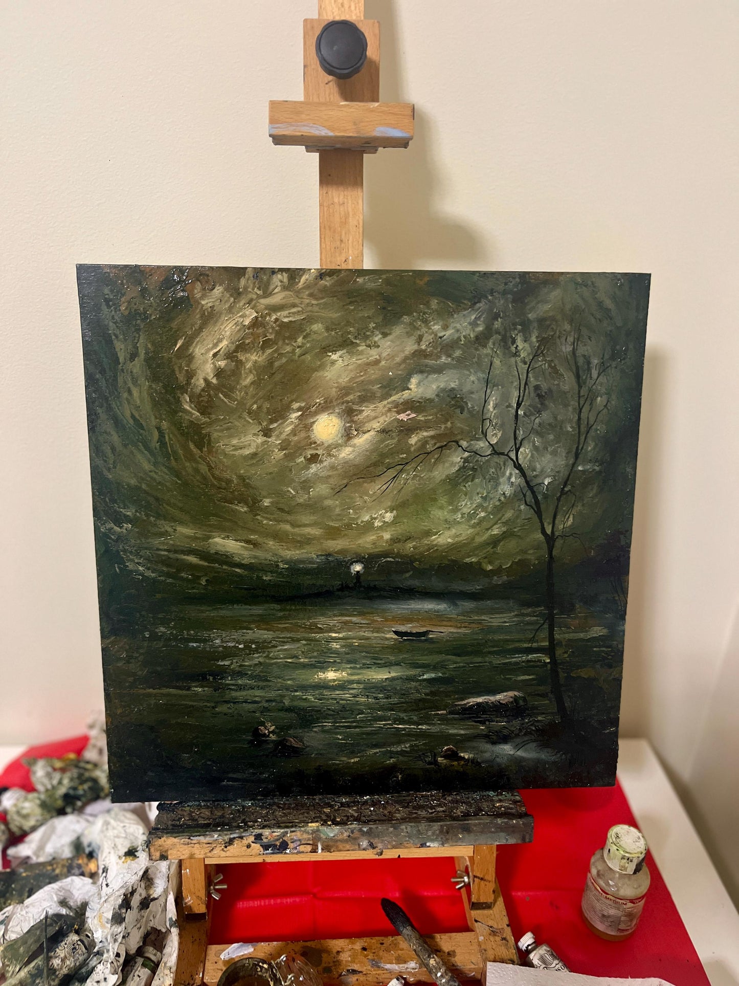 Original Oil Painting | 40x40 cm | Moonlit Seascape Painting