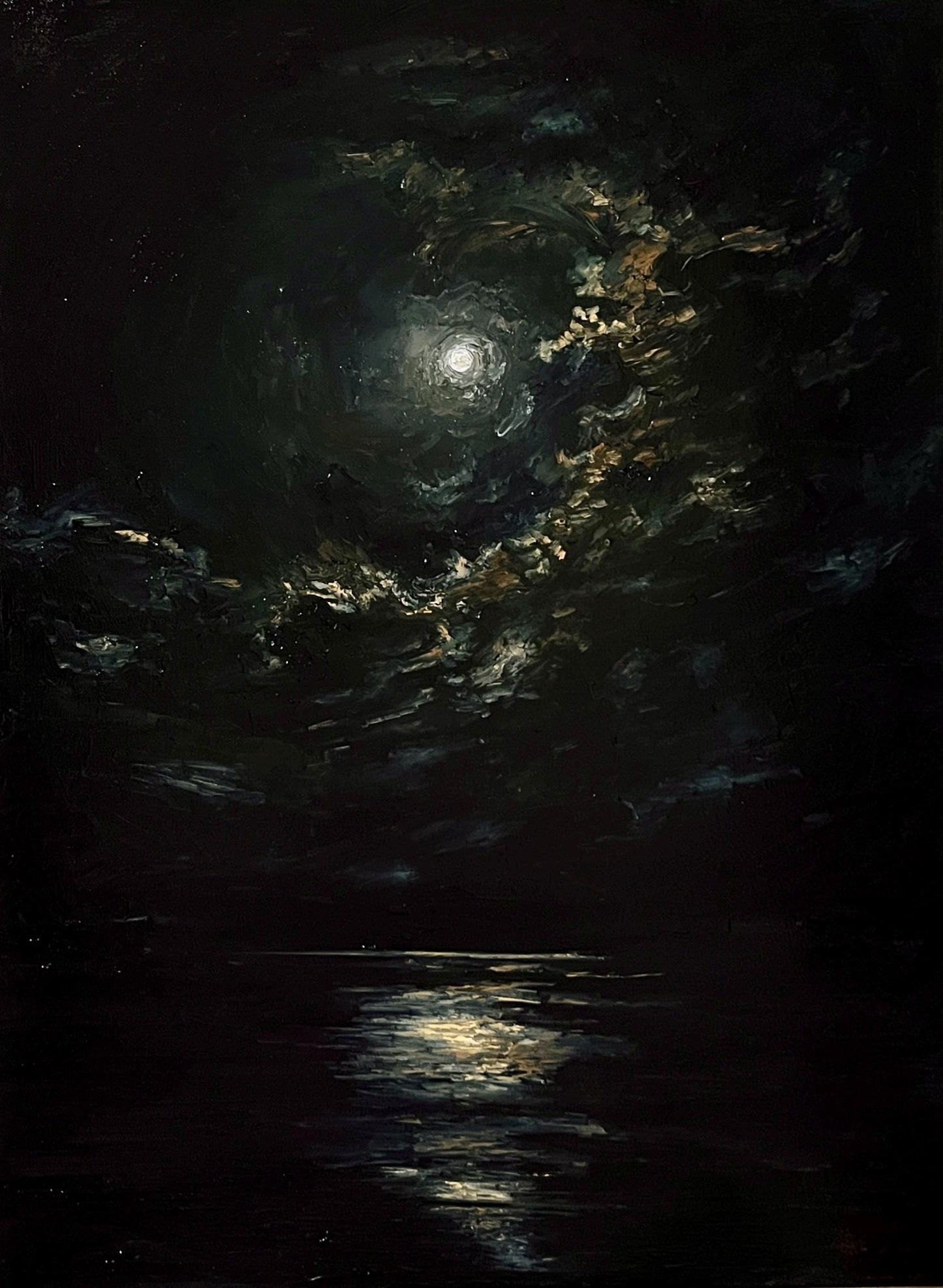Dark Nocturne - Original Oil Painting Landscape 32x24 inch