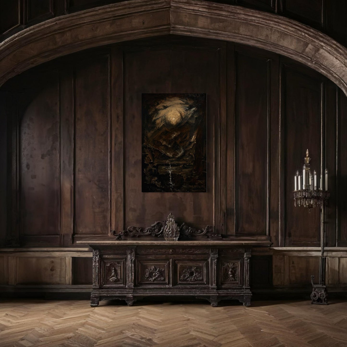 MADE to ORDER: Large Moonlit Valley Gothic Oil Painting (32x48 inch)