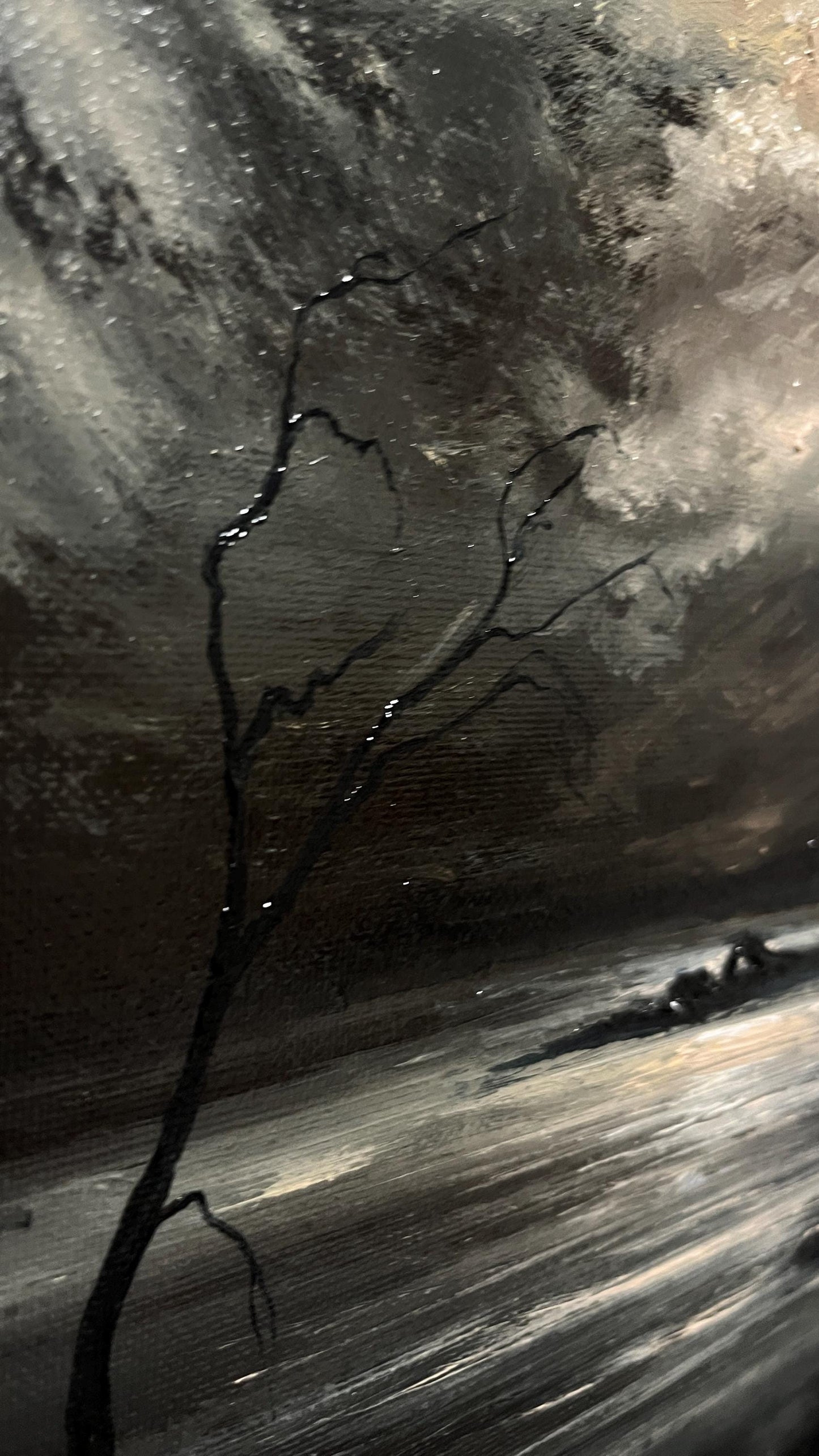 Original Oil Painting 12x16" | Moonlit Night Sky Over the Sea | Atmospheric Dark Seascape